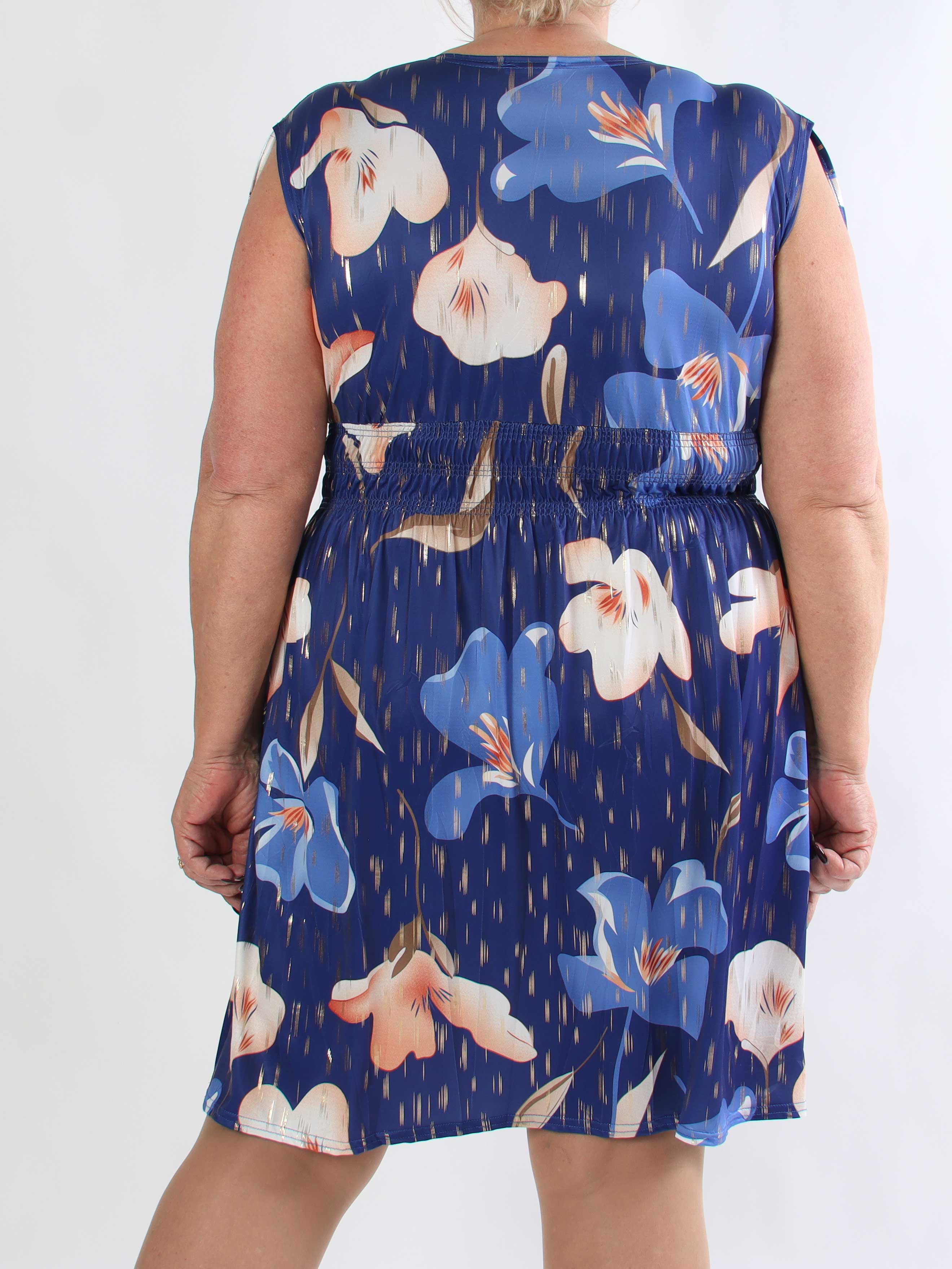 Pams Petal Short - Kort plus size kjole med kronblade og guld detaljer