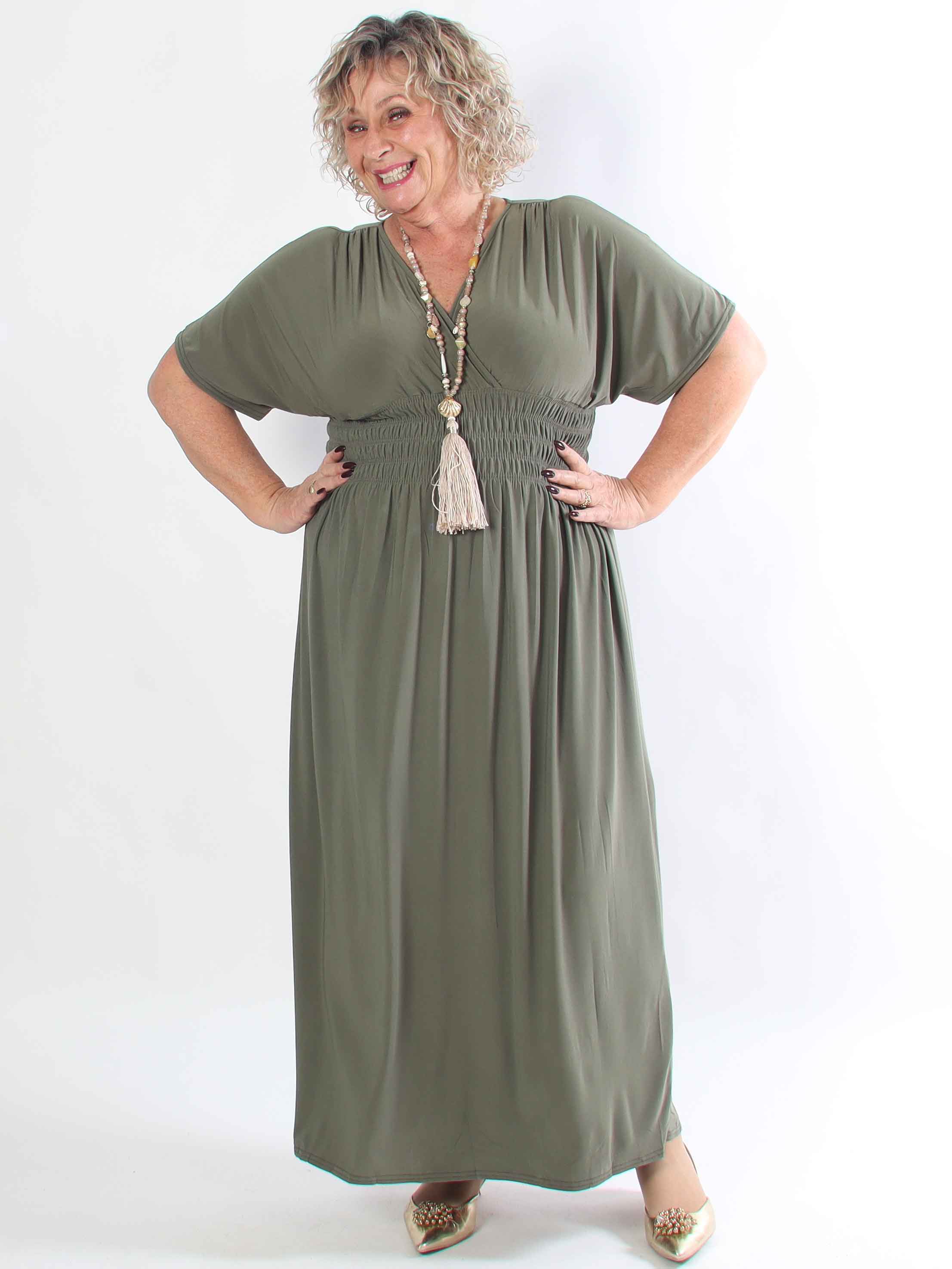 Pams Plain - Elastisk plus size kjole med smock