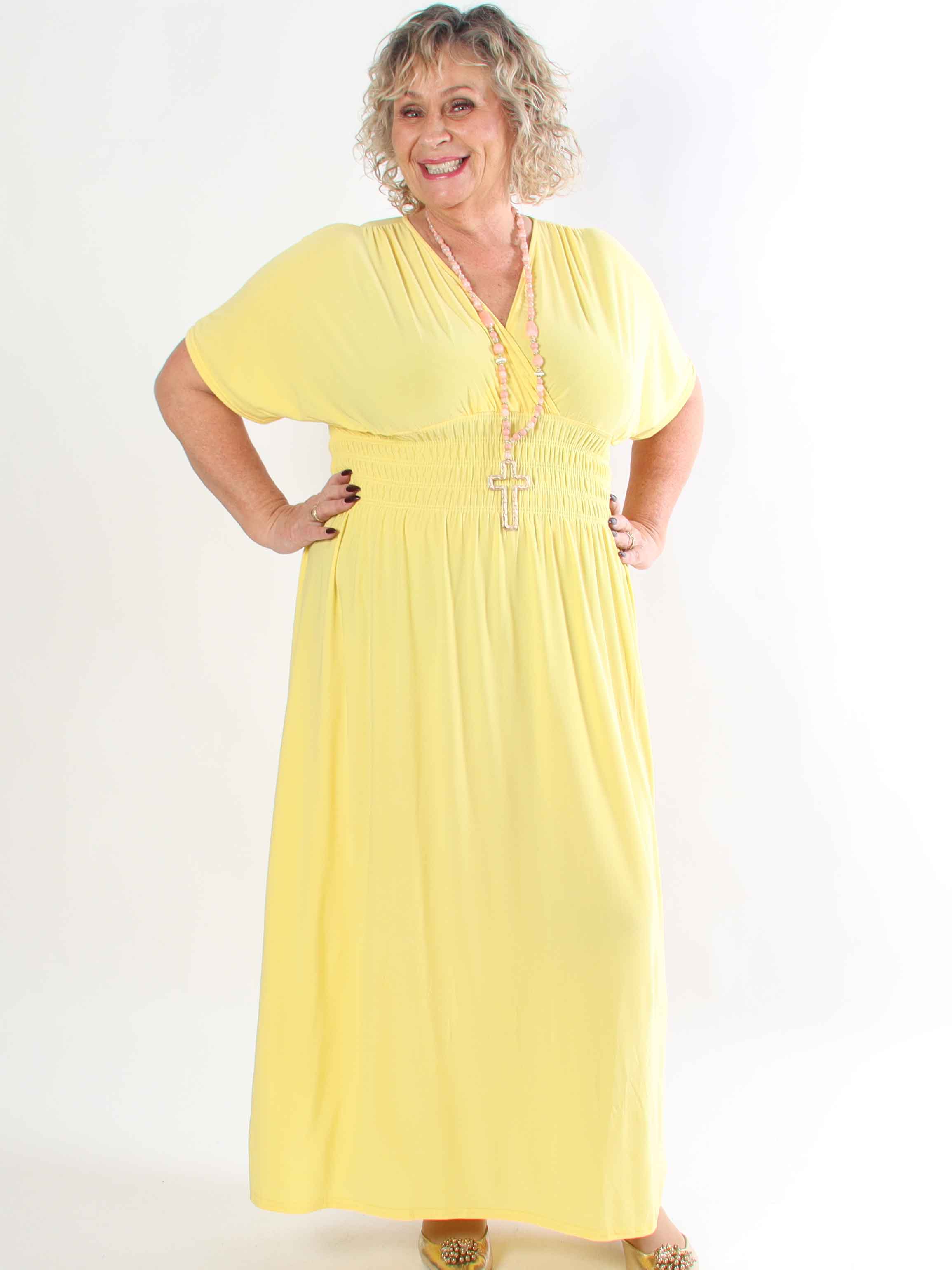 Pams Plain - Elastisk plus size kjole med smock