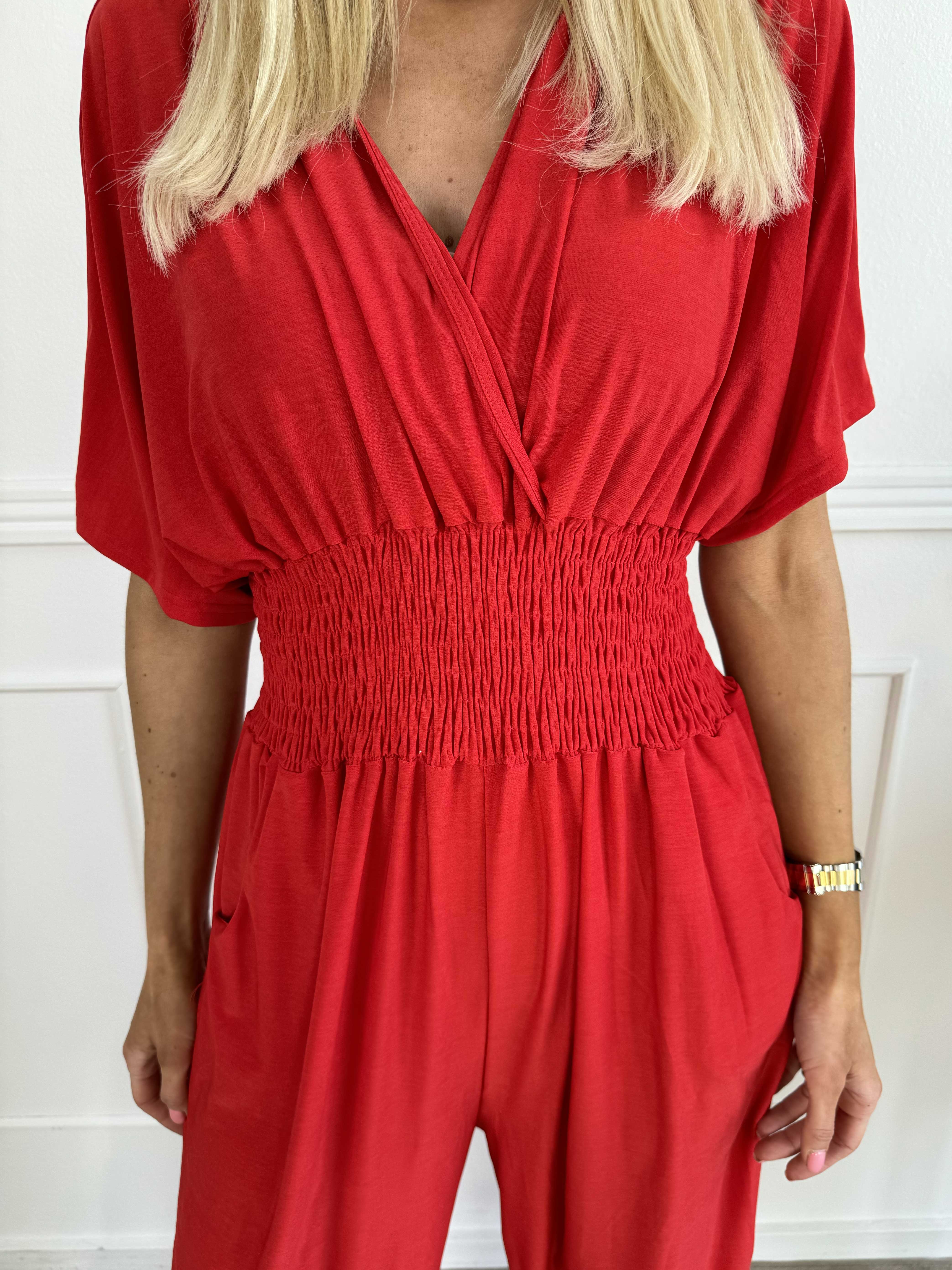 Pams Plain Jumpsuit - Elastisk enfärgad byxdräkt