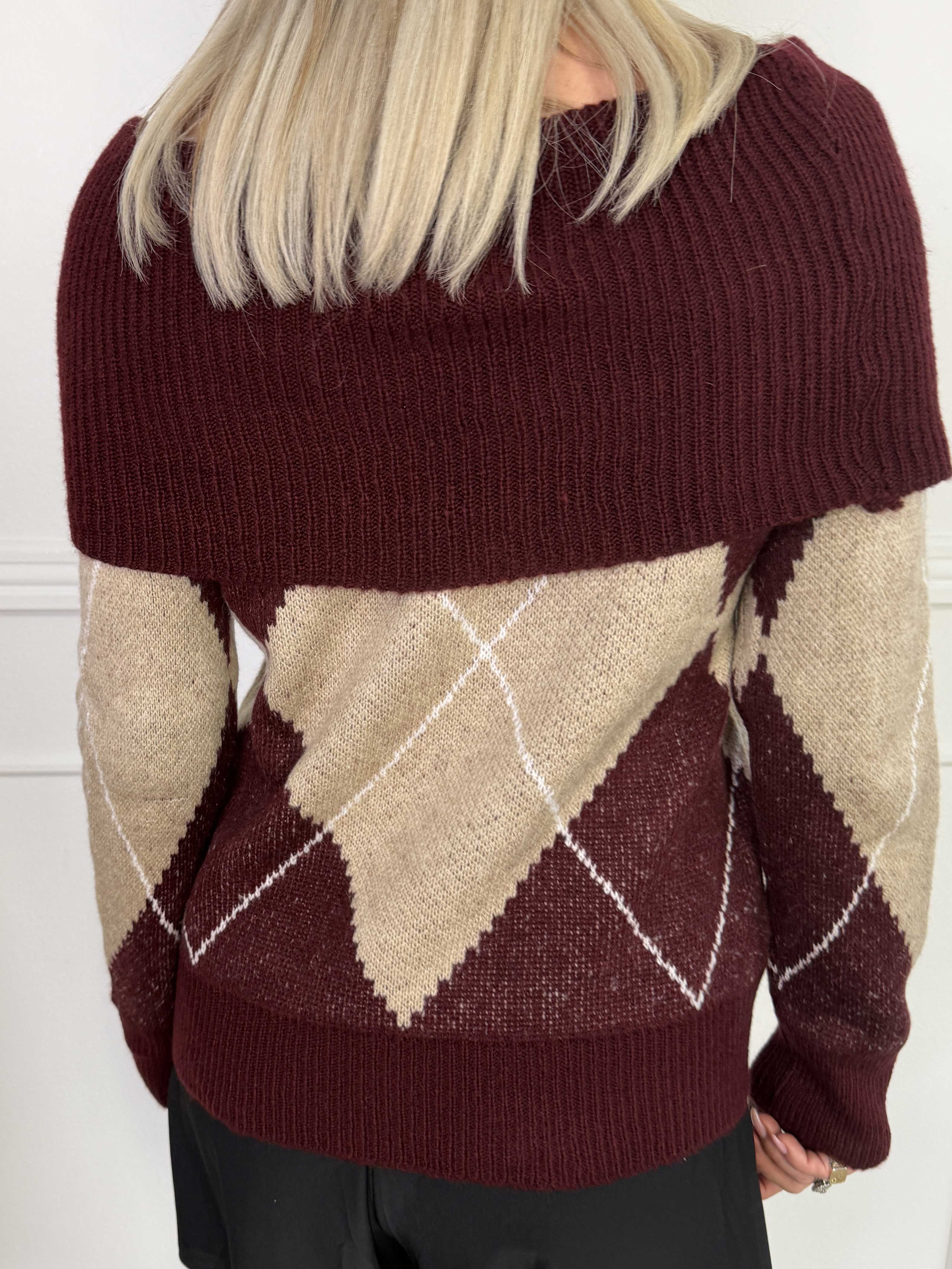 Paola - Stickad off-shoulder tröja med mönster