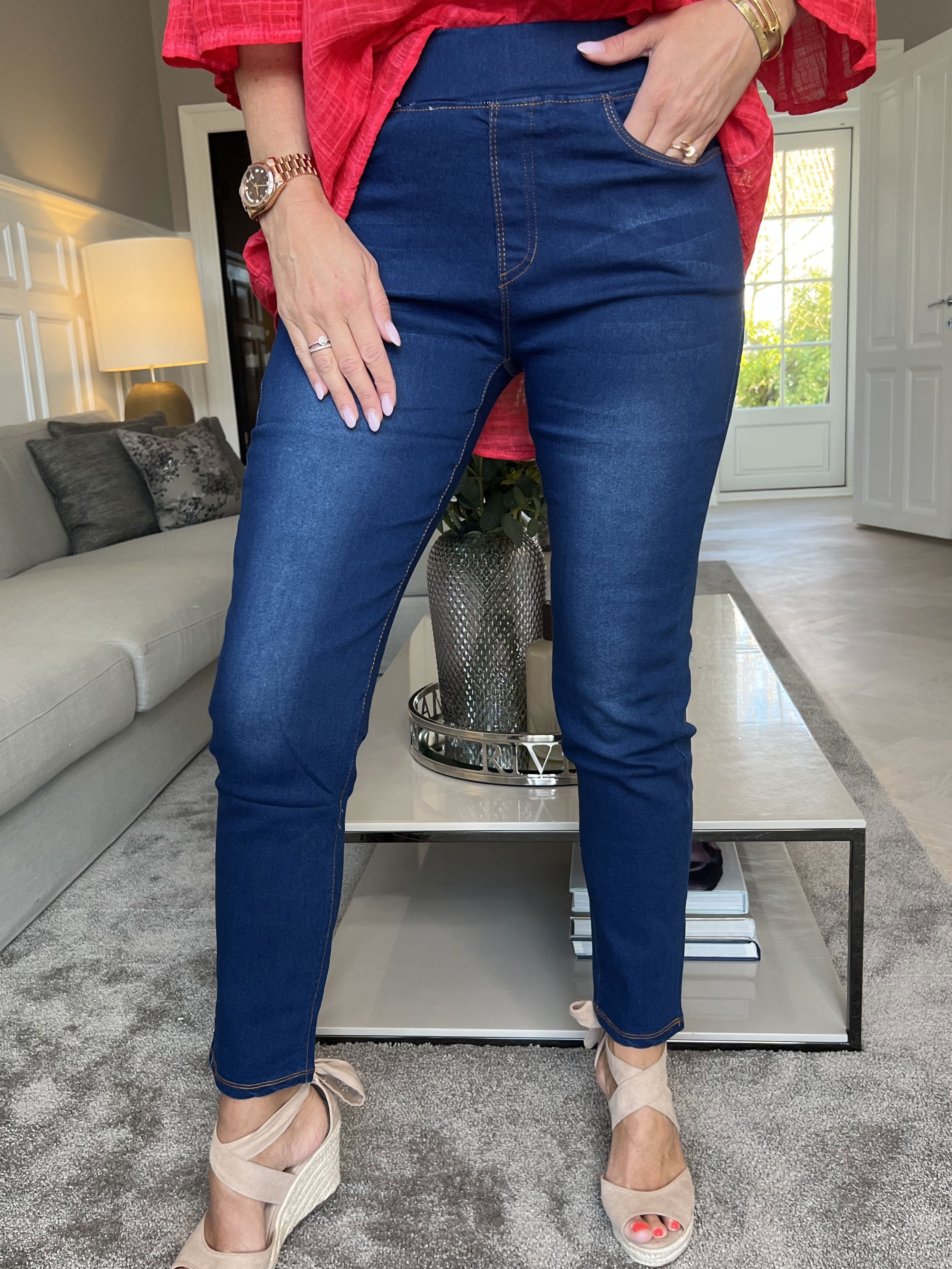 Pernille - Elastiska jeans med resår i midjan