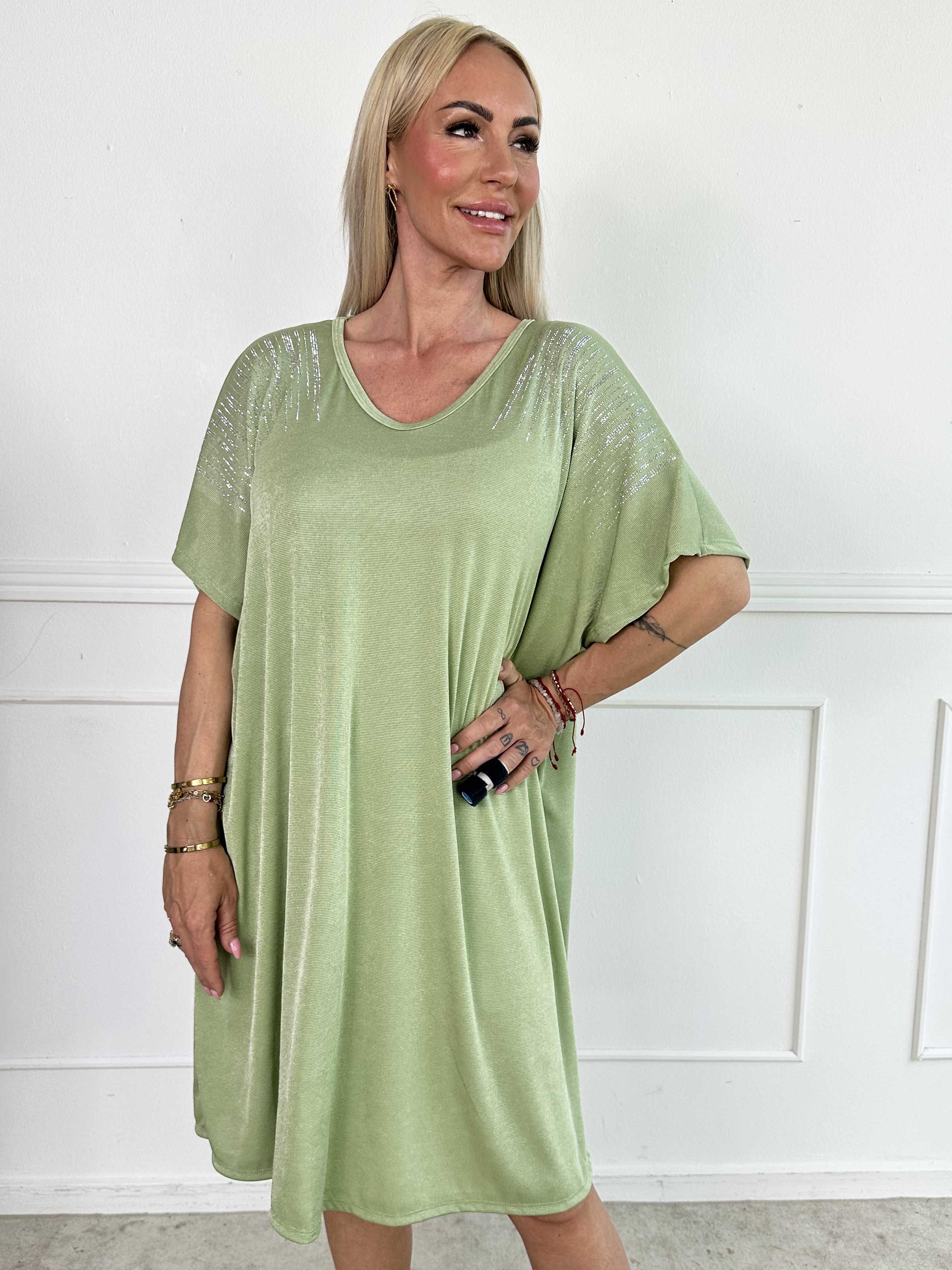 Phoebe - Viskos tunikaklänning i lös passform med strass.