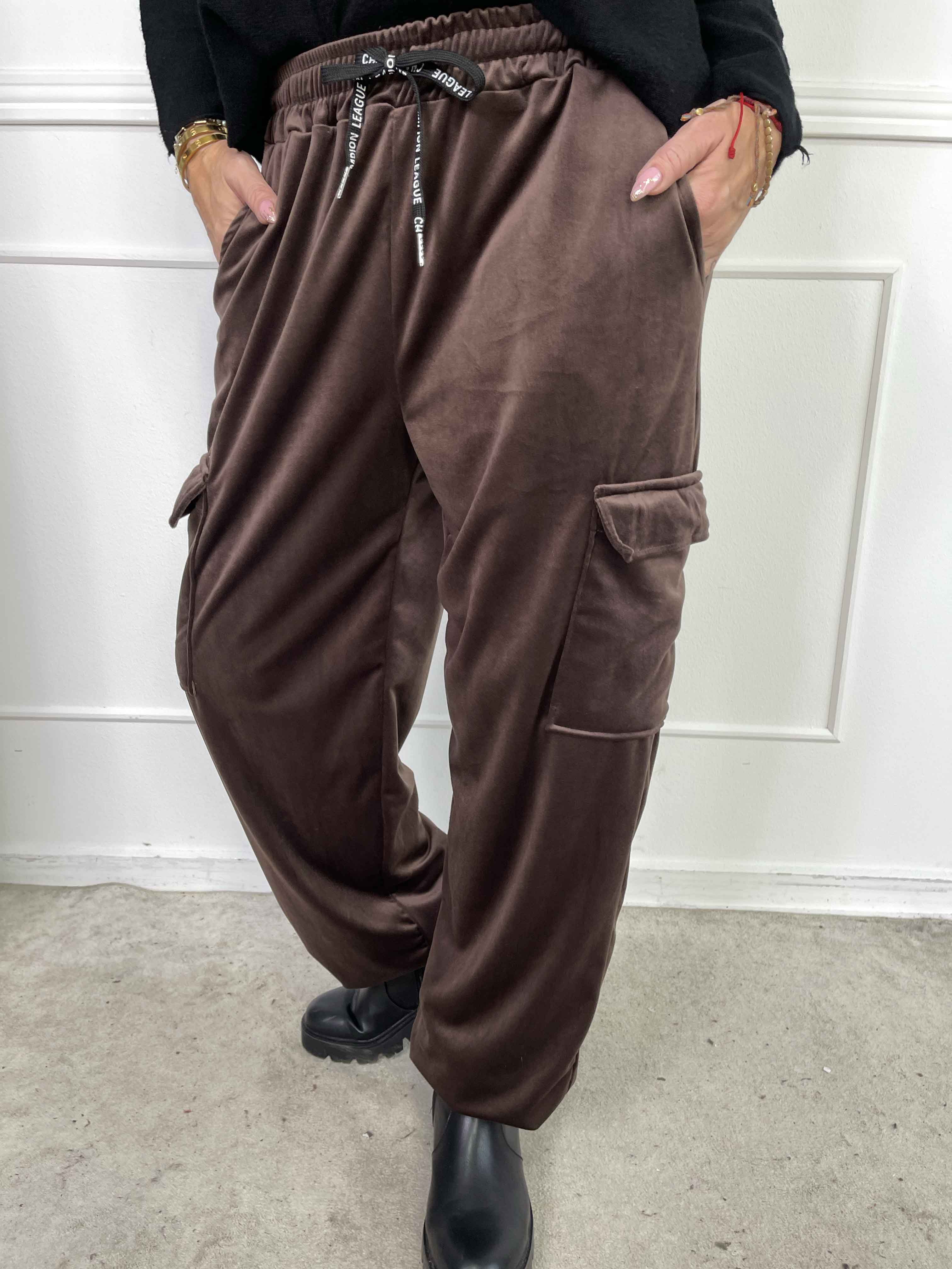 Pippa - Mjuka cargobyxor i velour