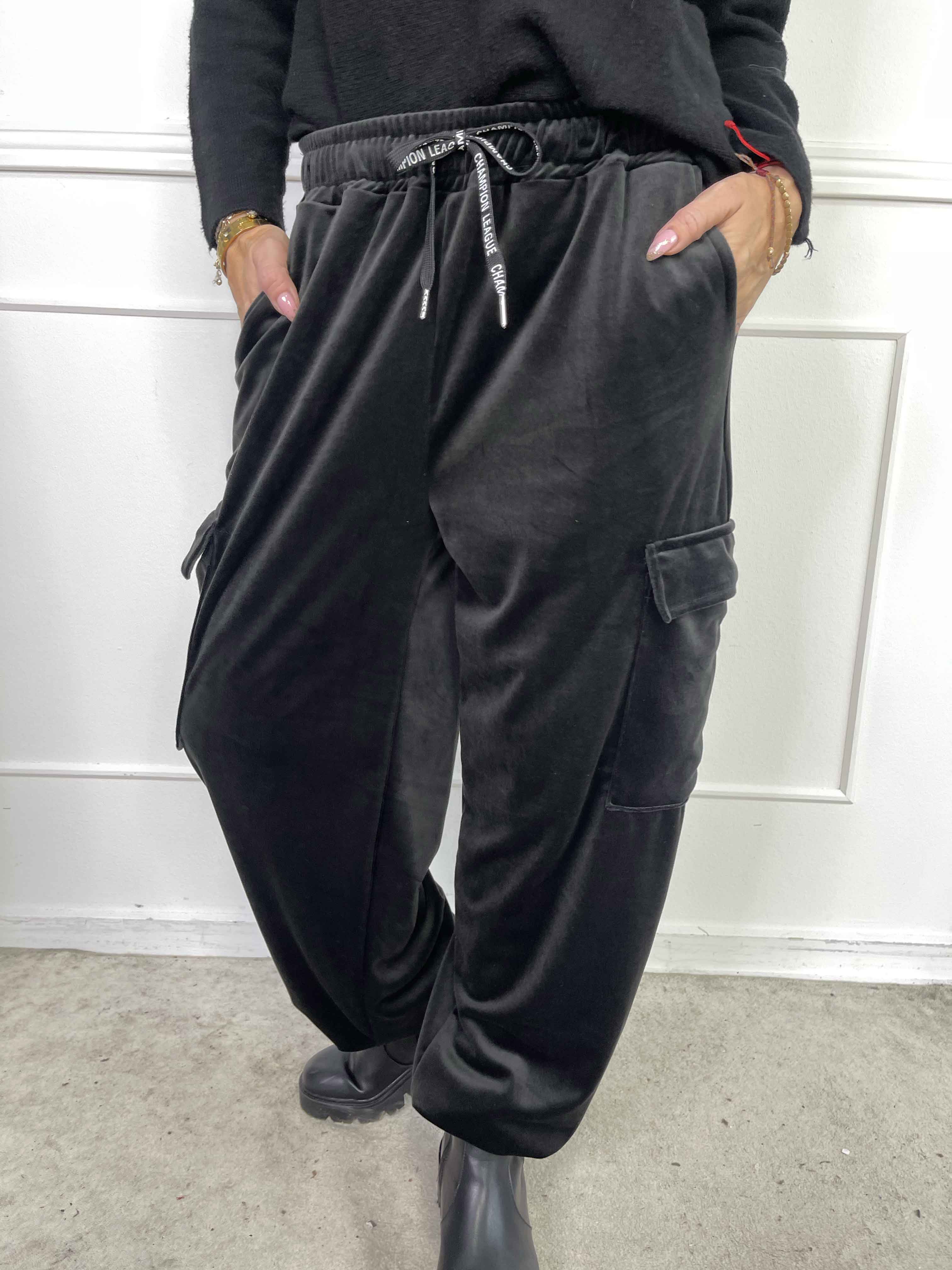 Pippa - Mjuka cargobyxor i velour