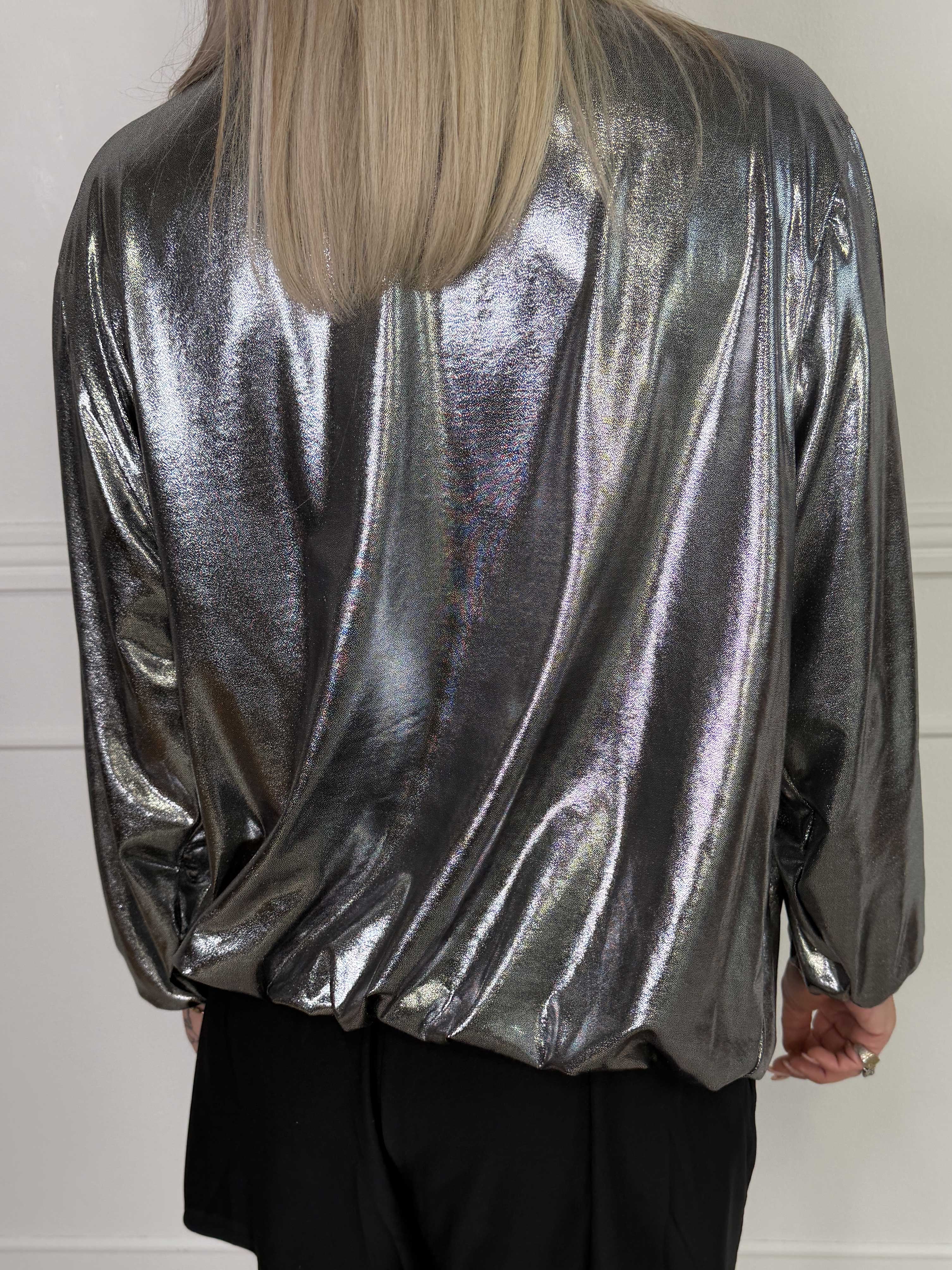 Rakel Shiny - Långärmad blus i skimrande tyg