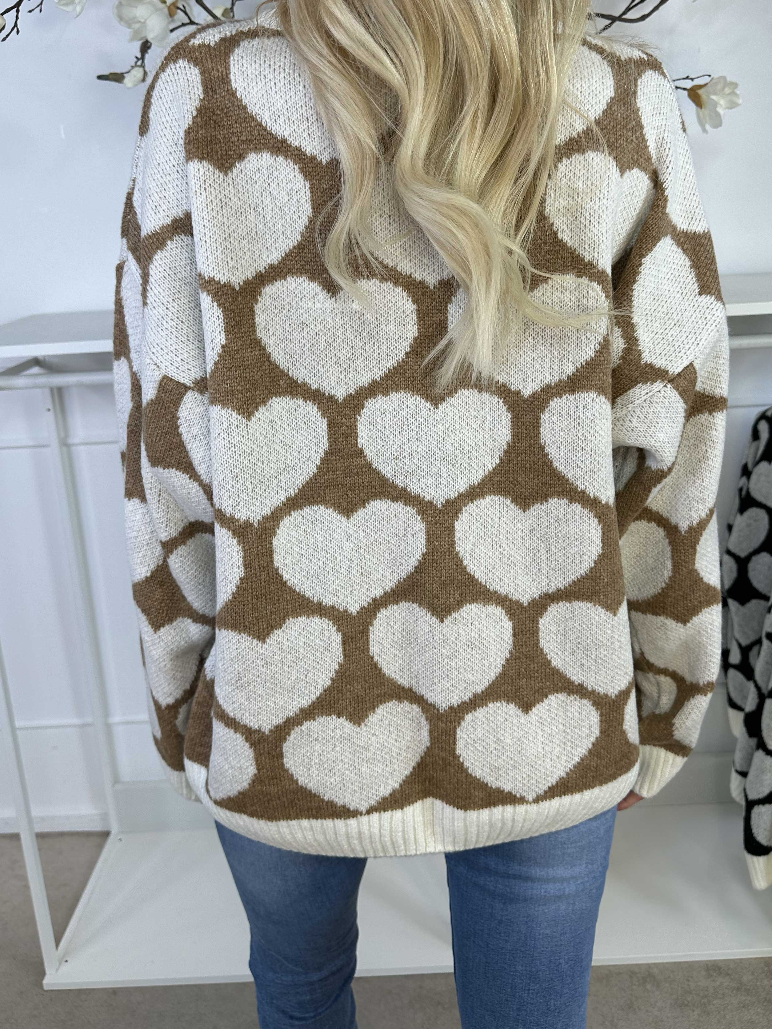 Saidy - Tjock stickad blus med hjärtan