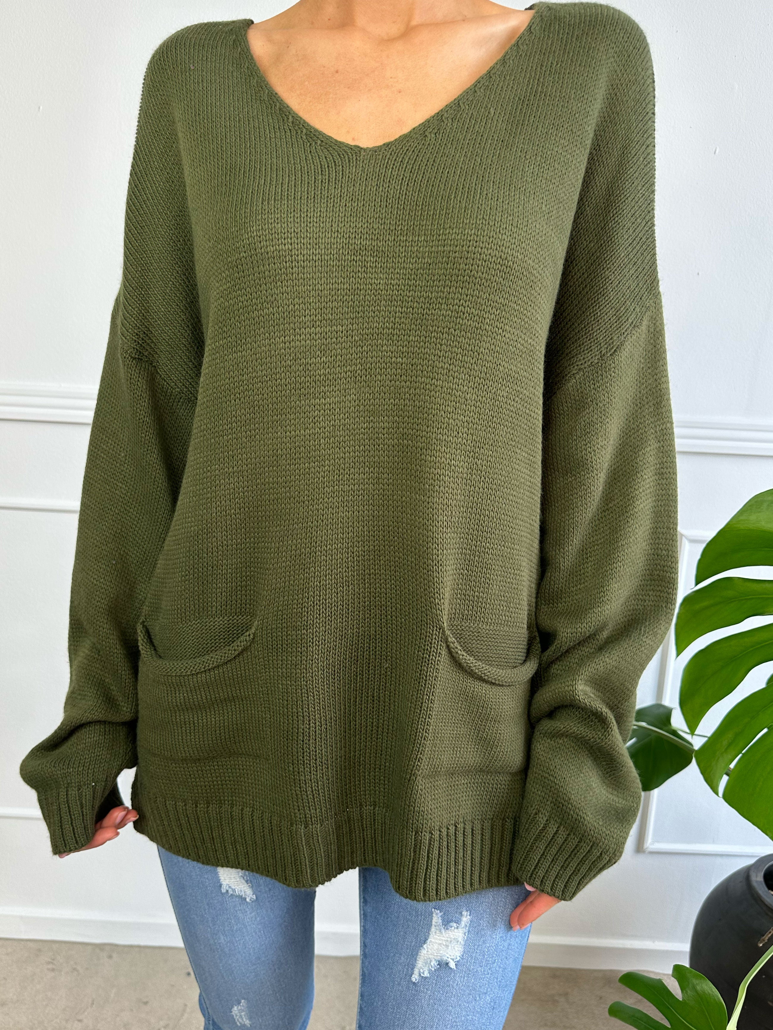 Shaima - Simpel oversized tröja med fickor