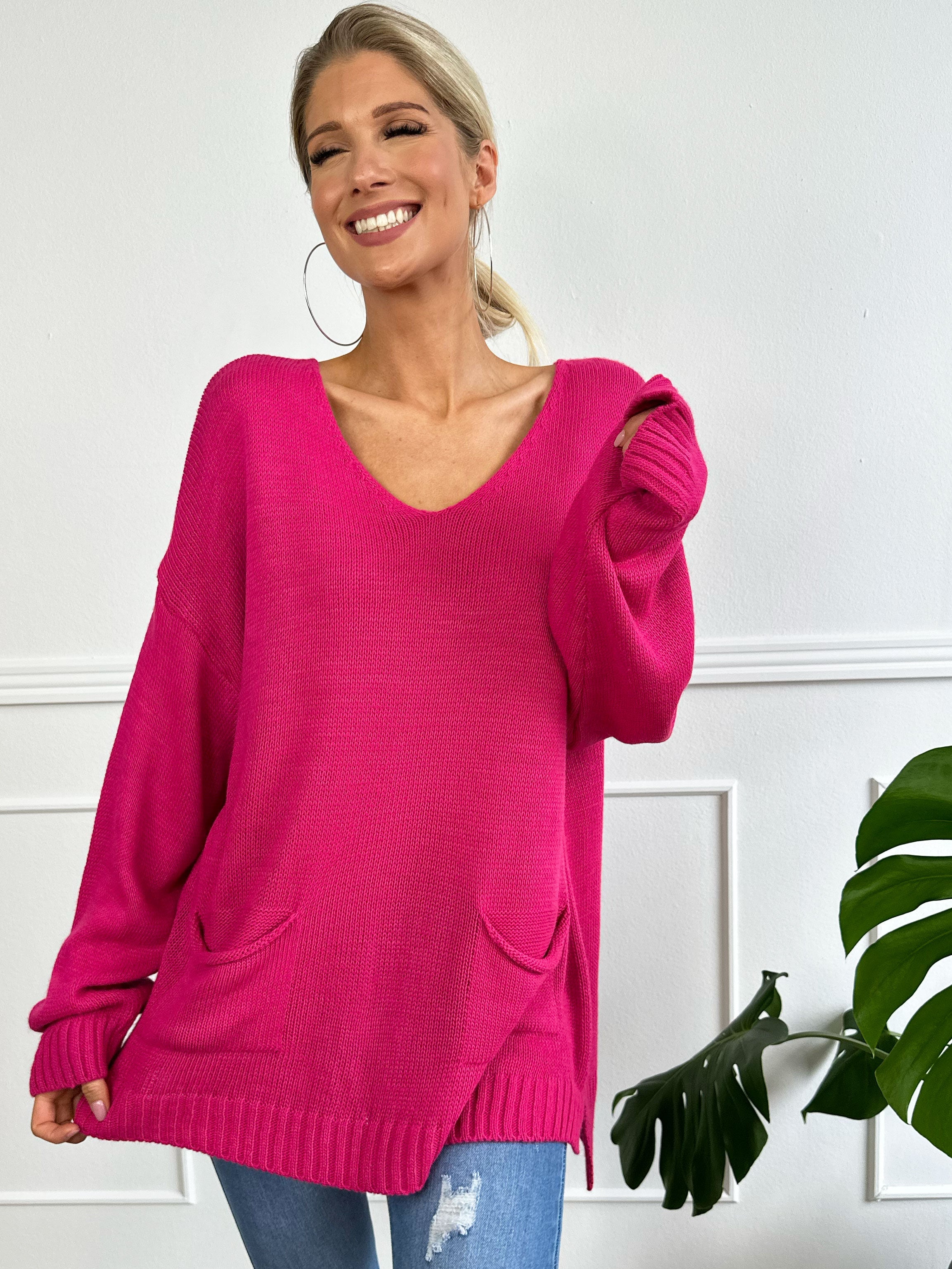 Shaima - Simpel oversized tröja med fickor