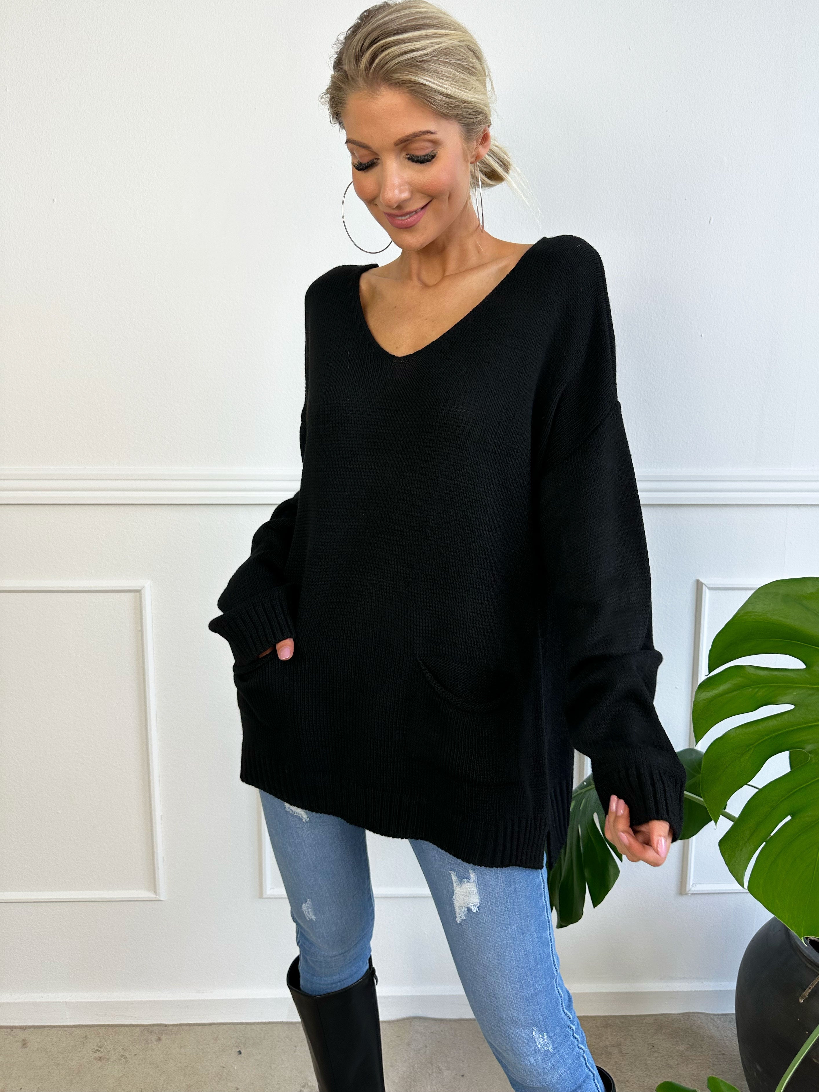 Shaima - Simpel oversized tröja med fickor