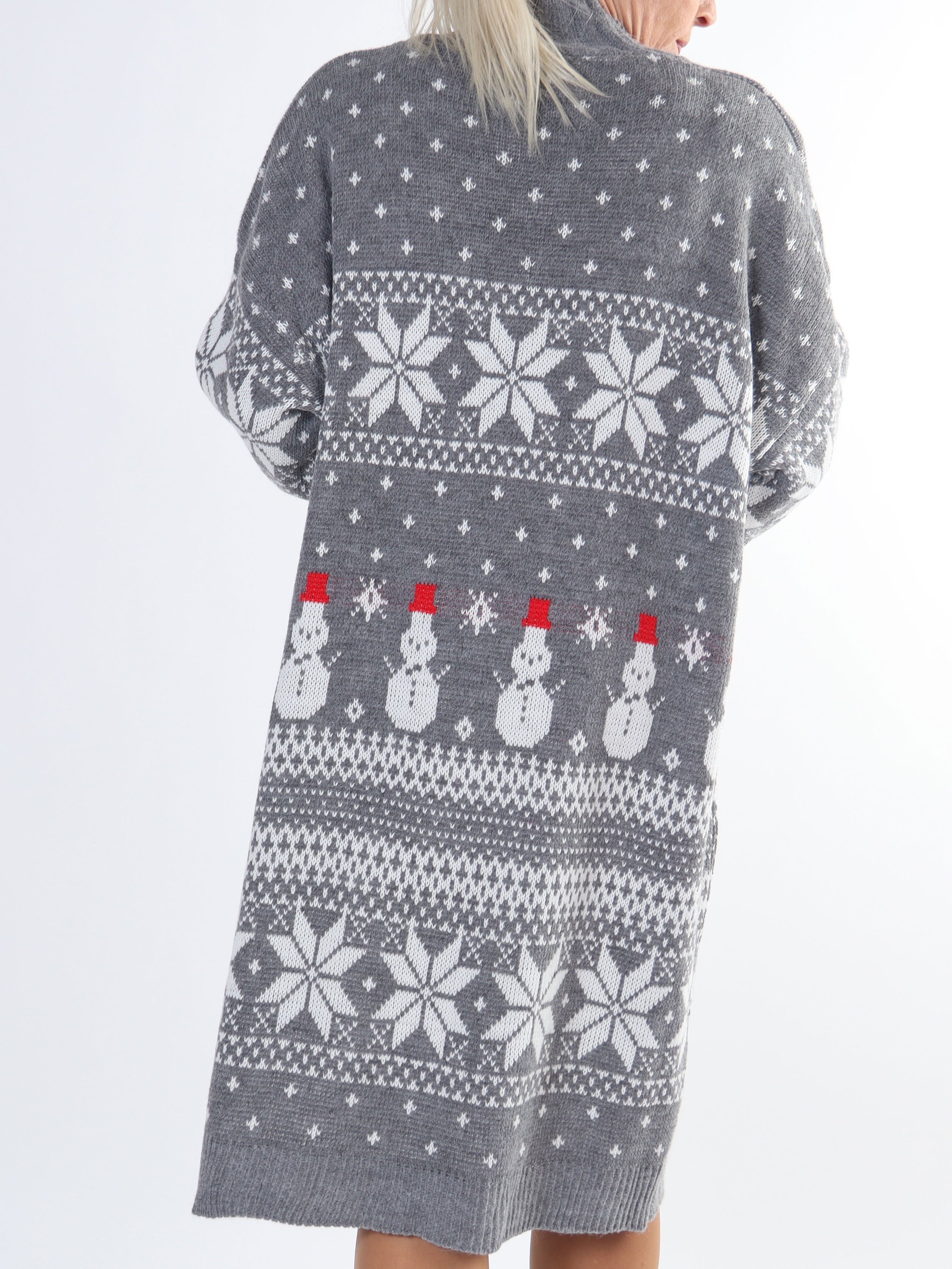 Snowman - Stickad julklänning i plus size med snögubbar och snöflingor