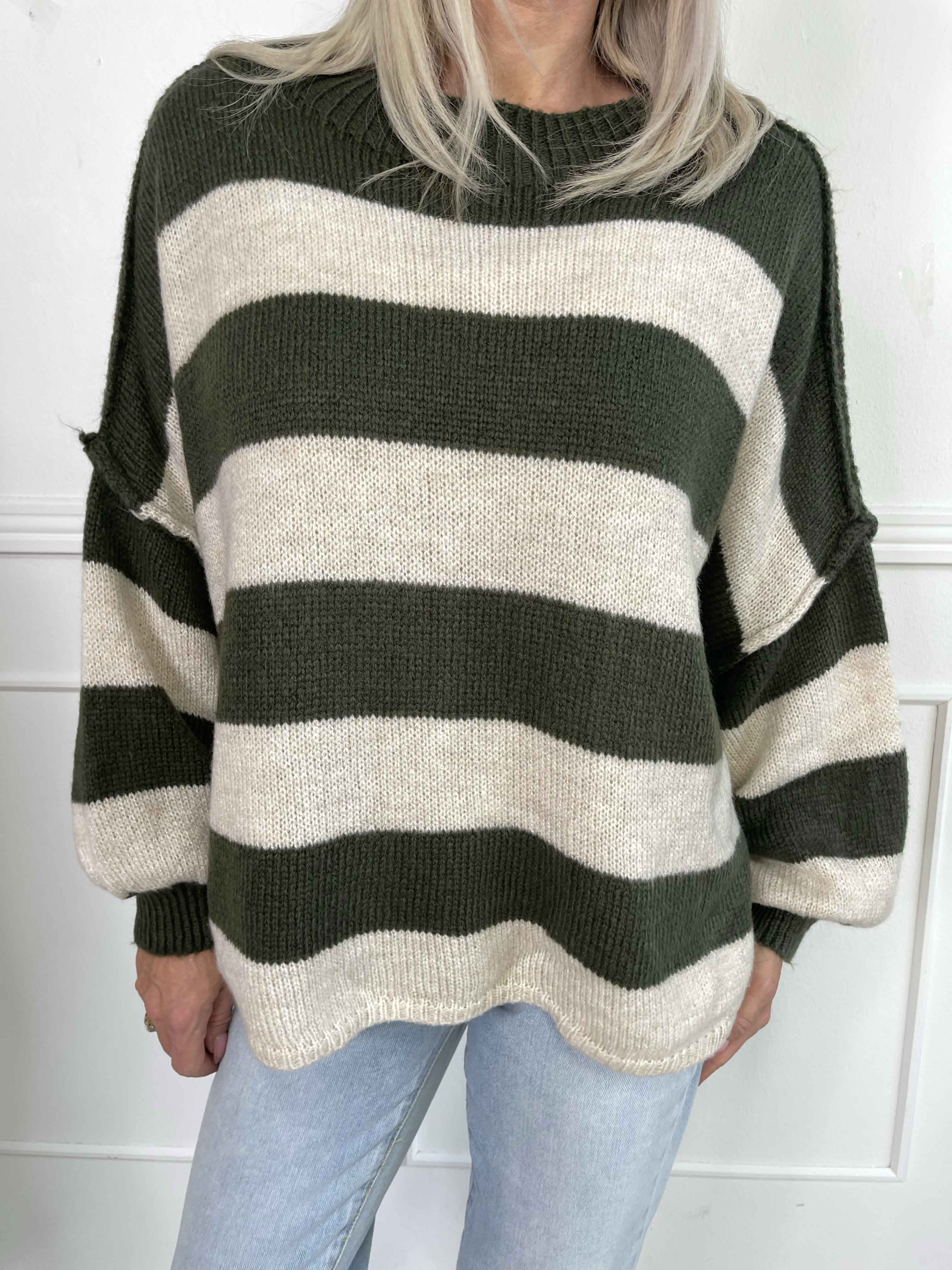 Stacia - Stickad blus med breda ränder
