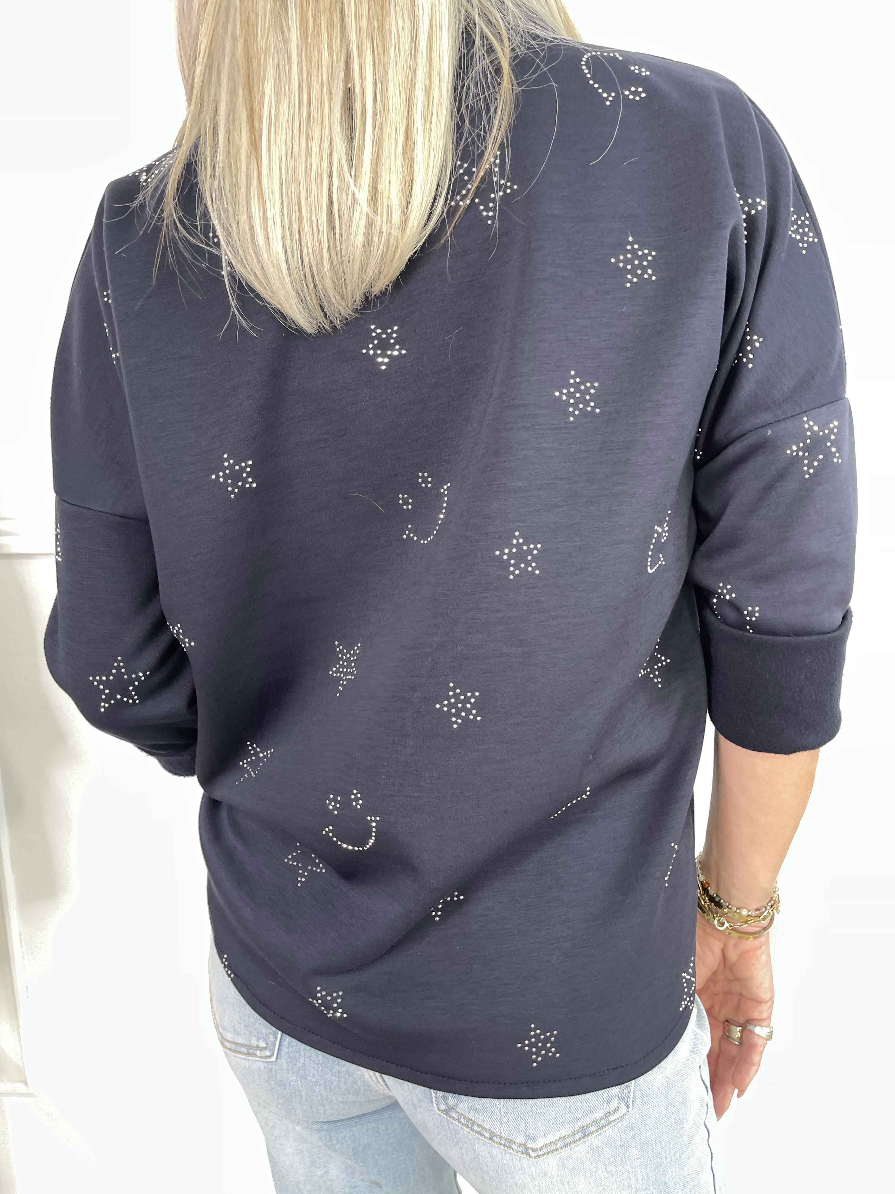 Star - Mjuk skjorta med smiley och stjärnor i strass