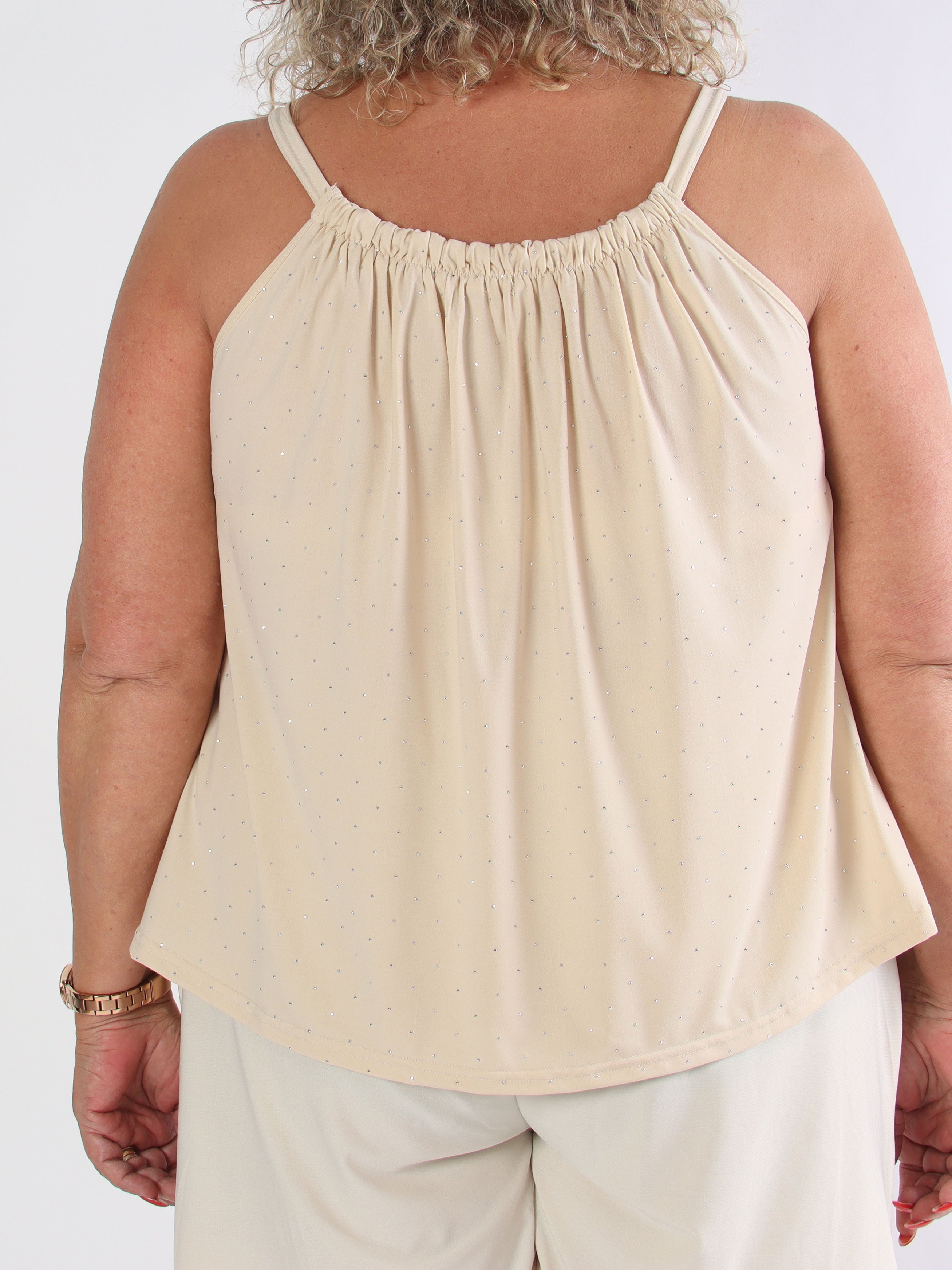 Sunlove Crystal Top - Enfärgad plus size elastisk topp med mock neck