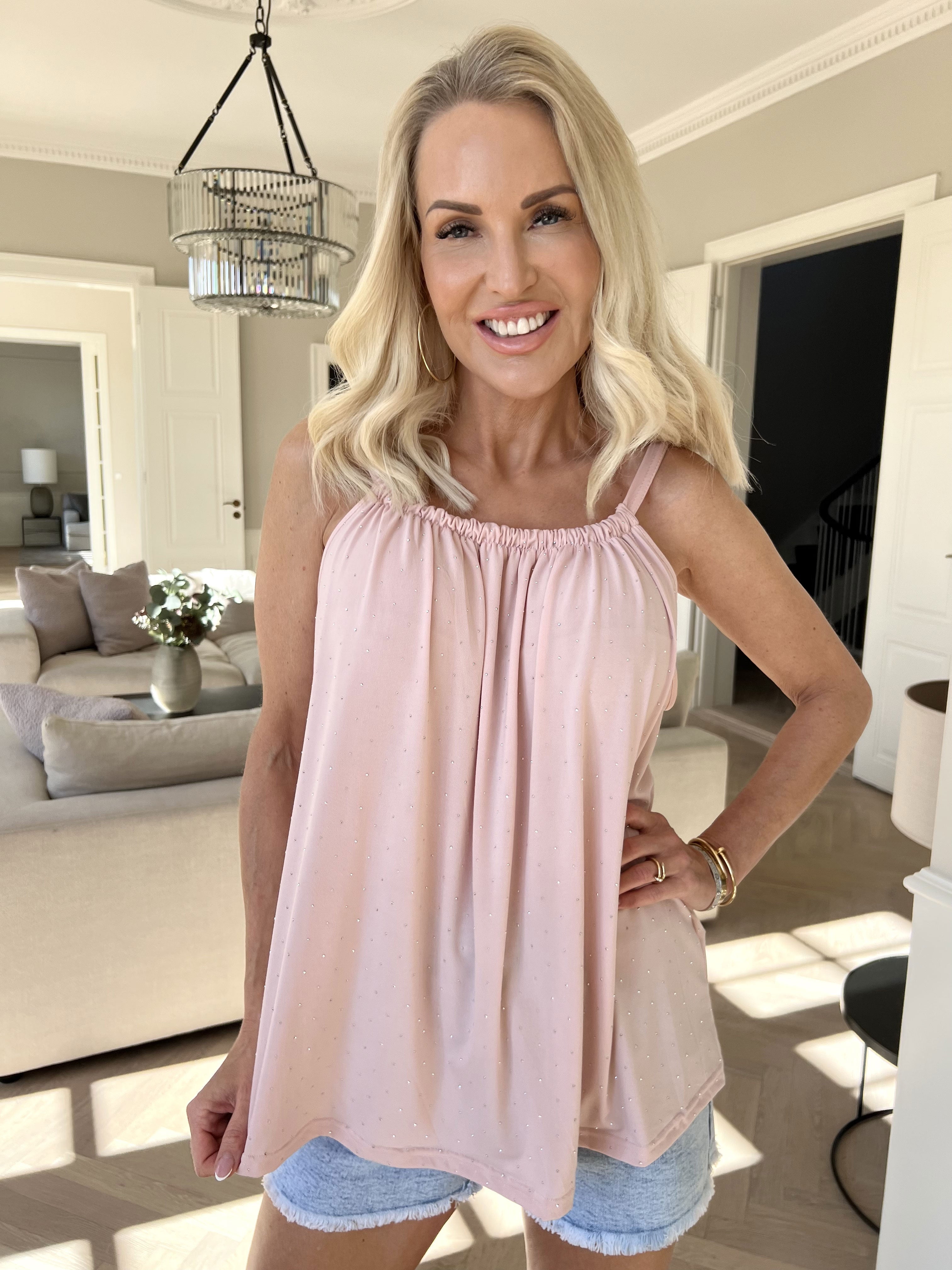 Sunlove Crystal Top - Enfärgad elastisk topp med mock neck