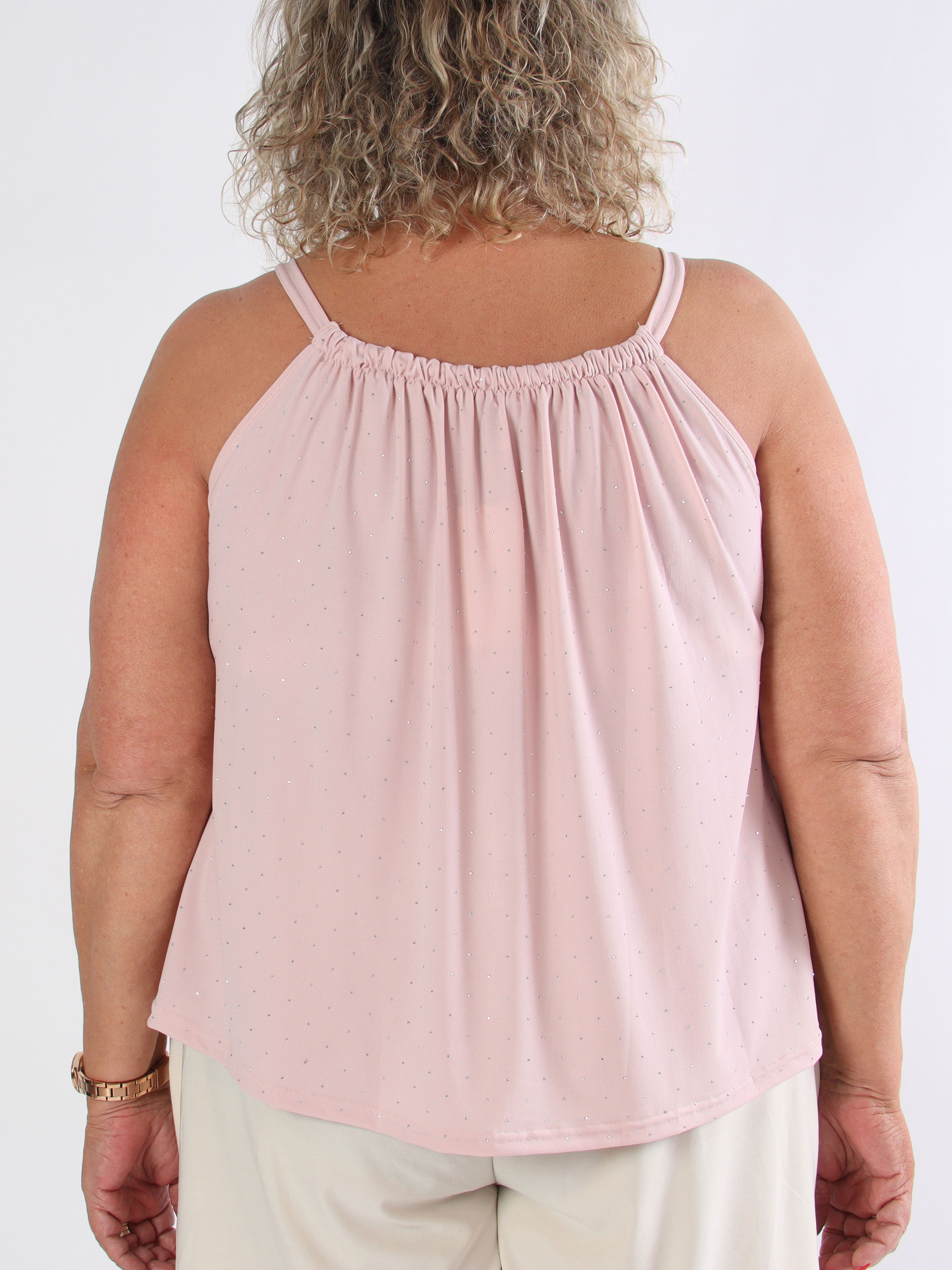 Sunlove Crystal Top - Enfärgad plus size elastisk topp med mock neck
