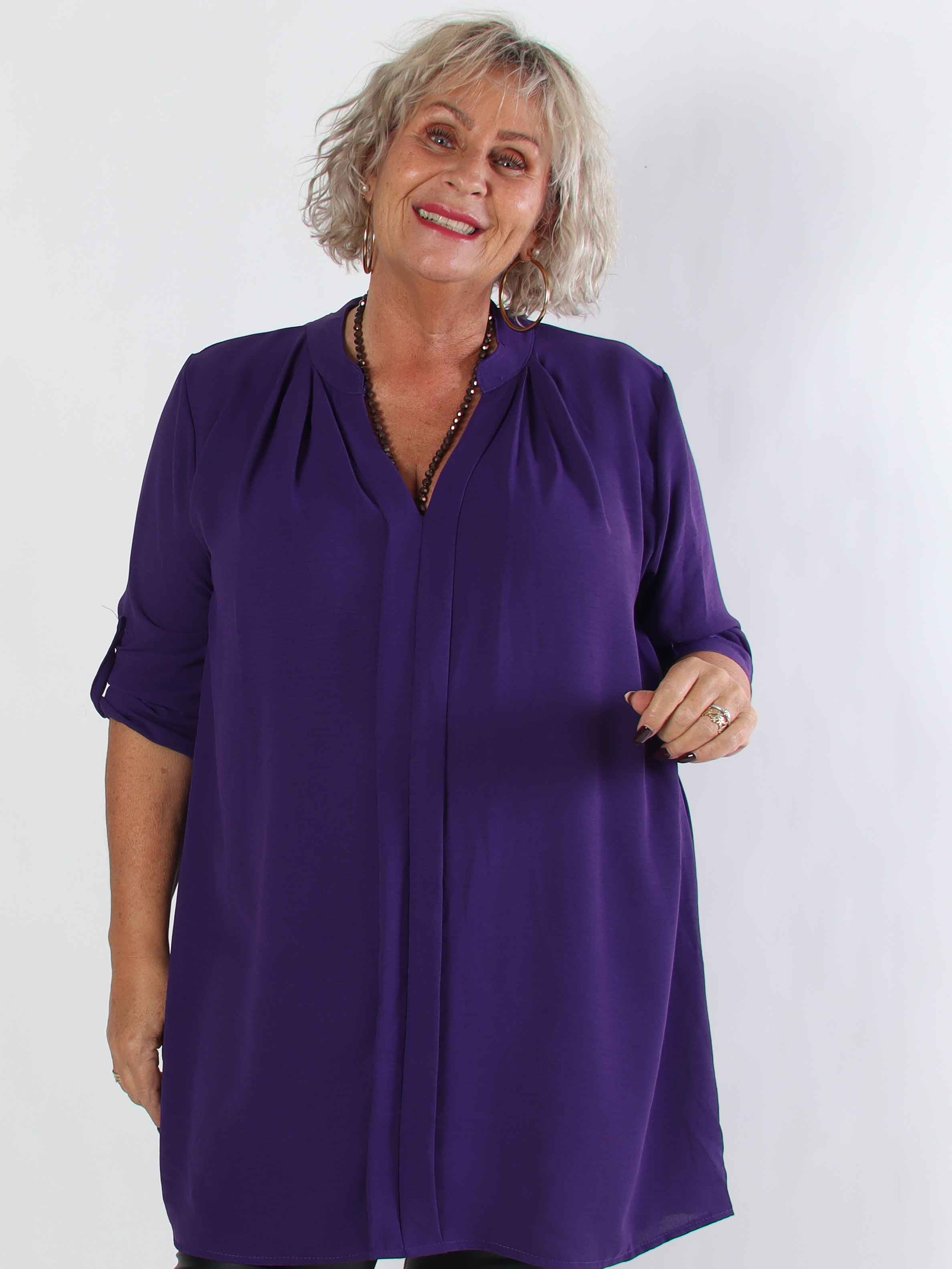 Teresa - Plus size tunika med uppvikta ärmar