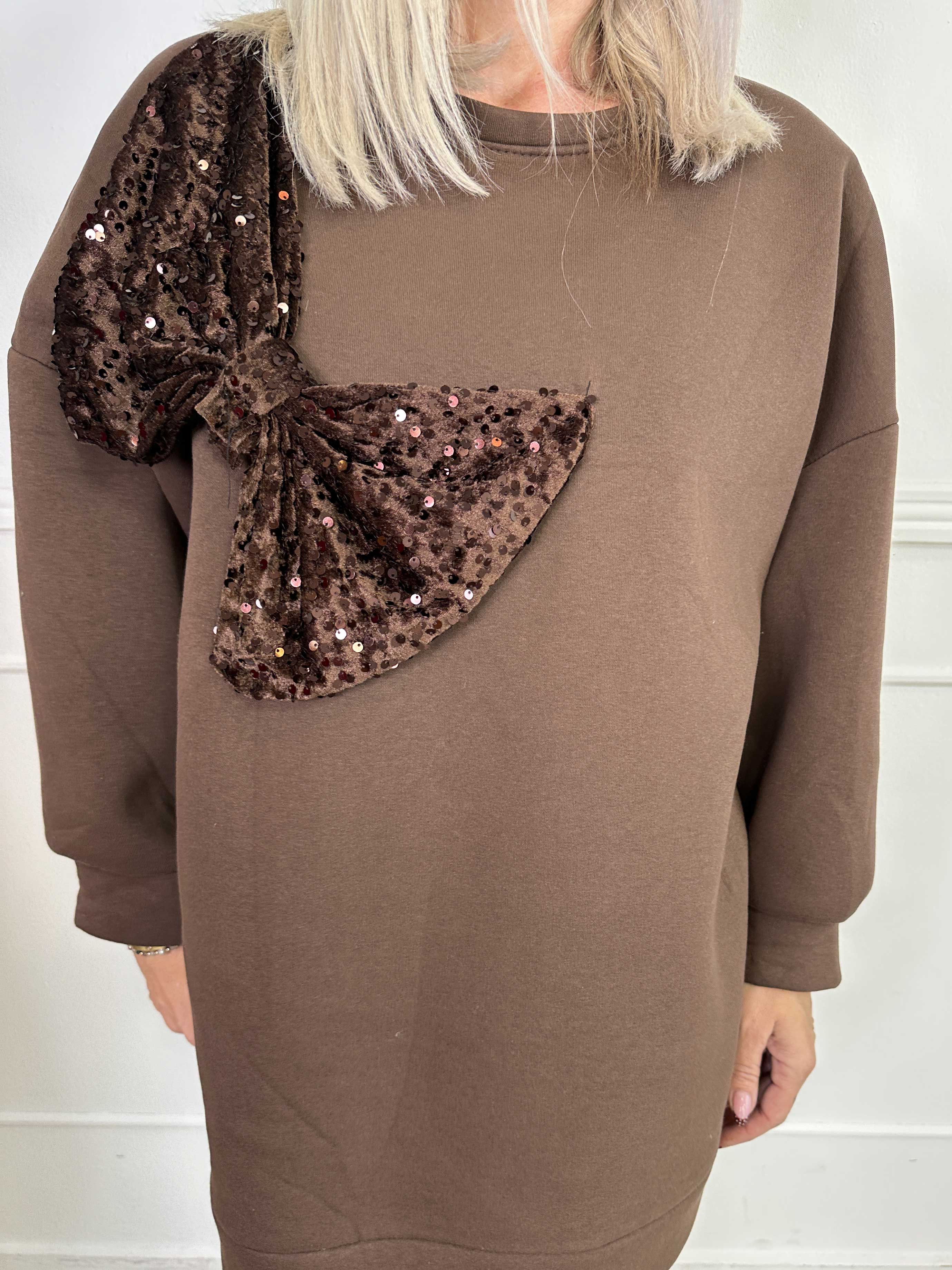 Thalassa - Oversized sweatshirt i bomull med stor velourrosett