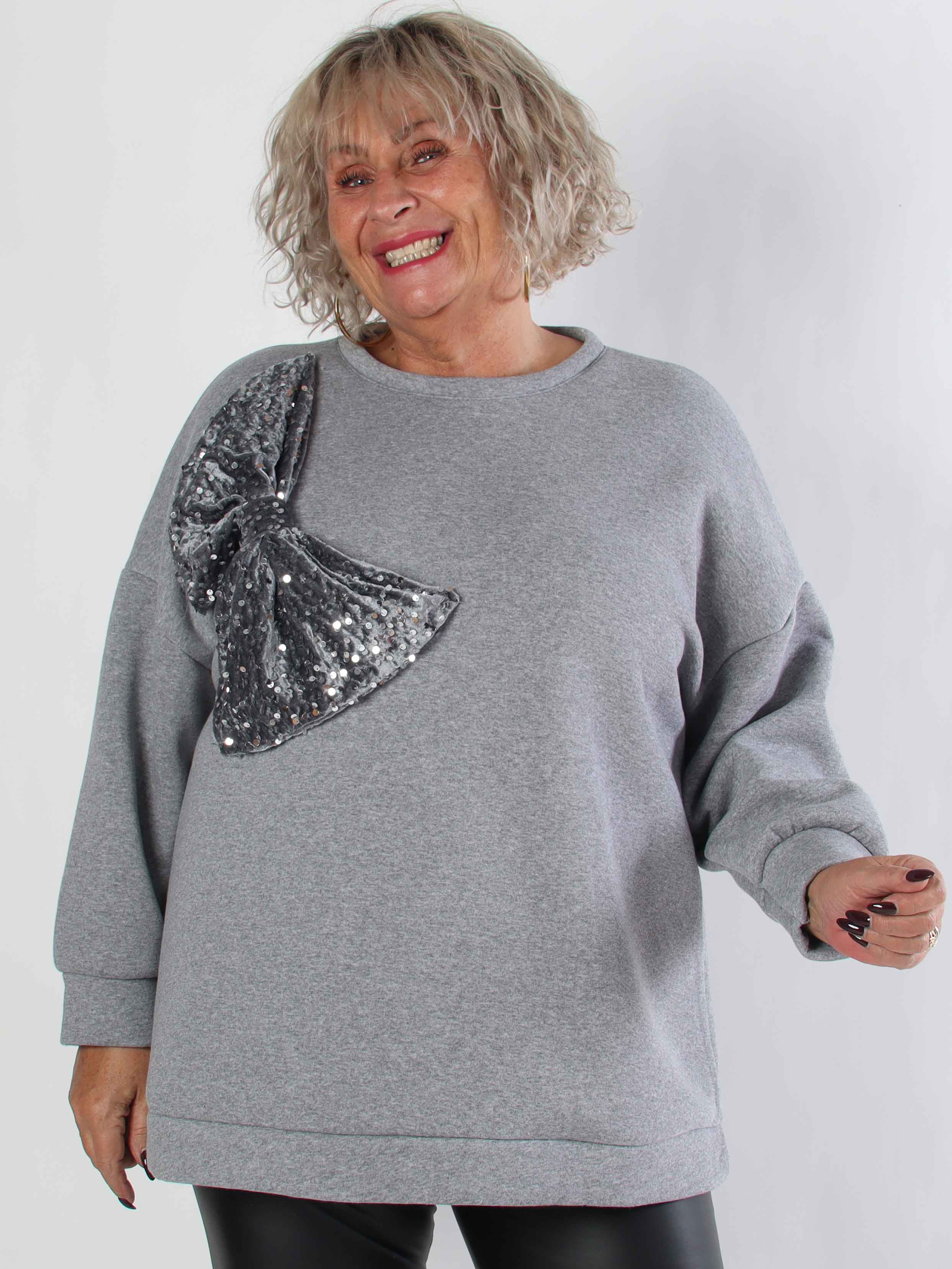 Thalassa - Plus size sweatshirt i bomull med stor velourrosett