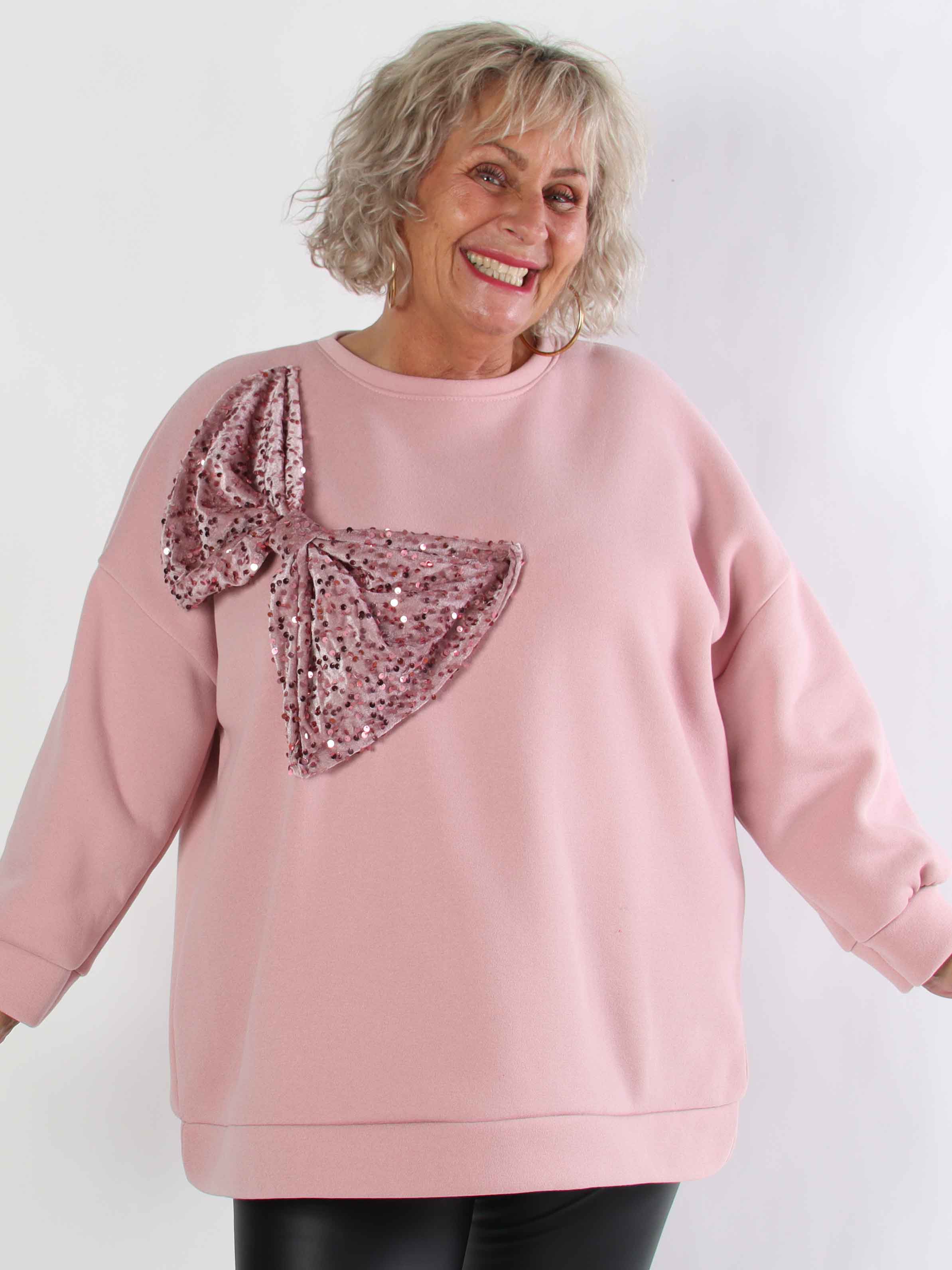 Thalassa - Plus size sweatshirt i bomull med stor velourrosett