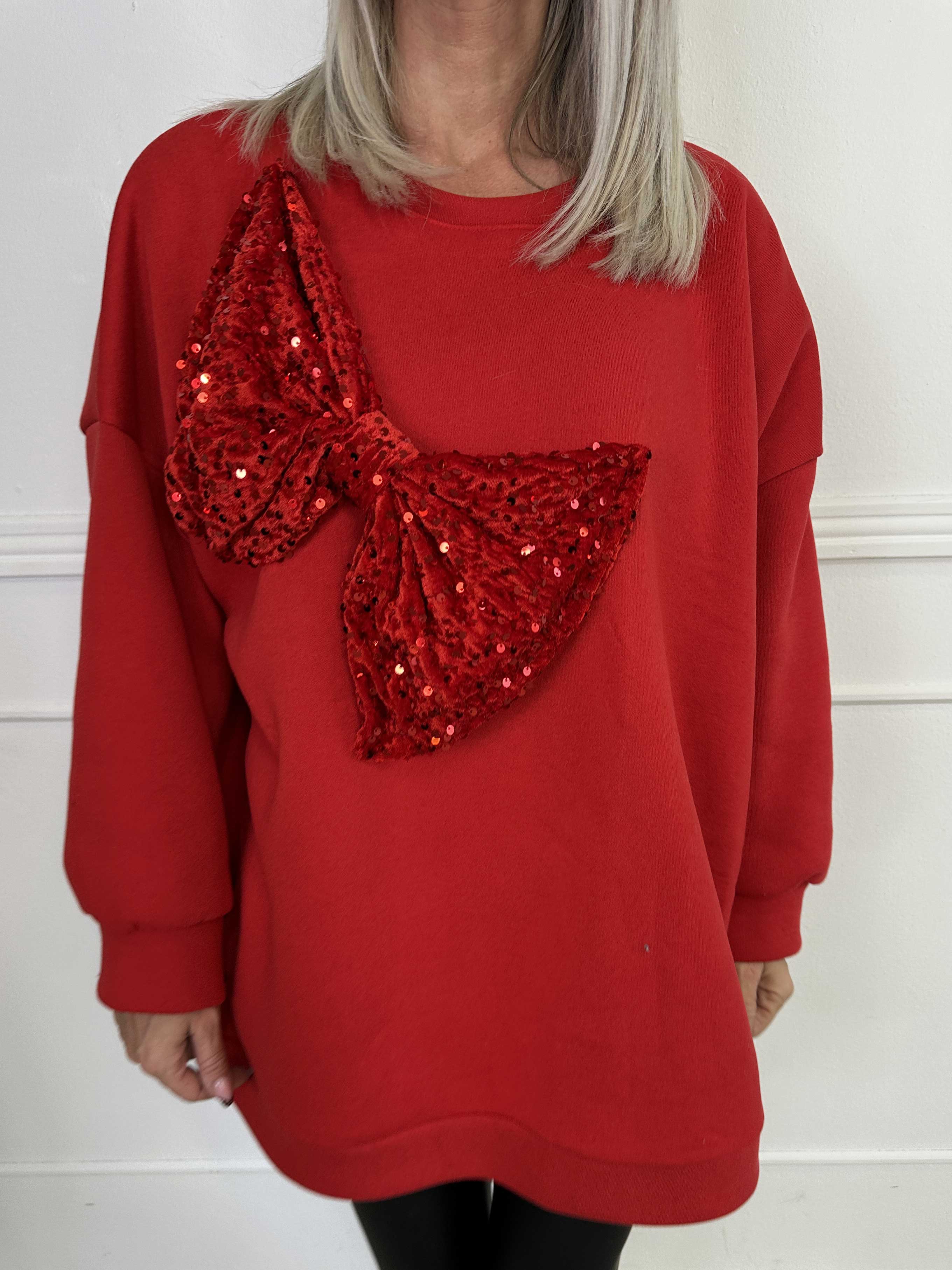 Thalassa - Oversized sweatshirt i bomull med stor velourrosett