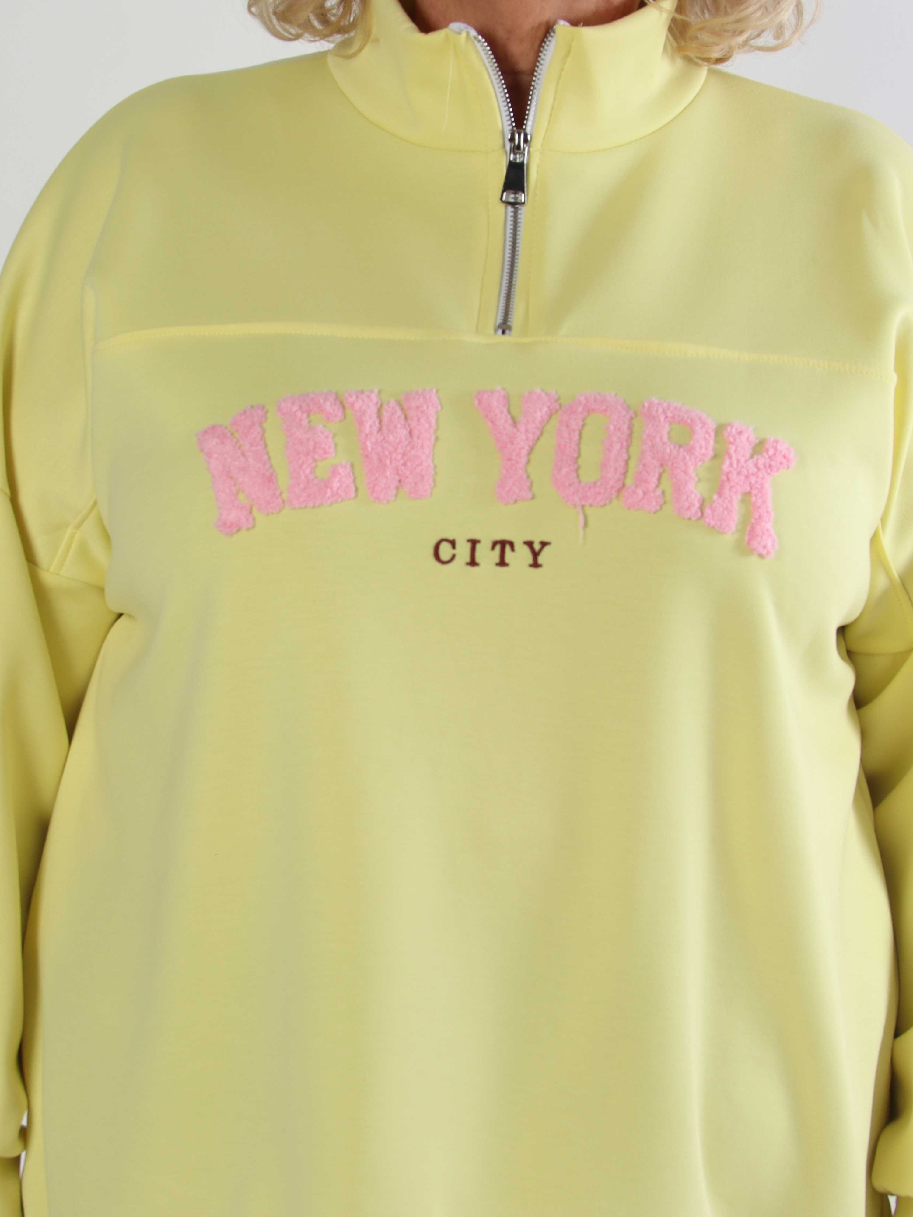 Tracy - Plus size s weatshirt med lynlås og NEW YORK detalje