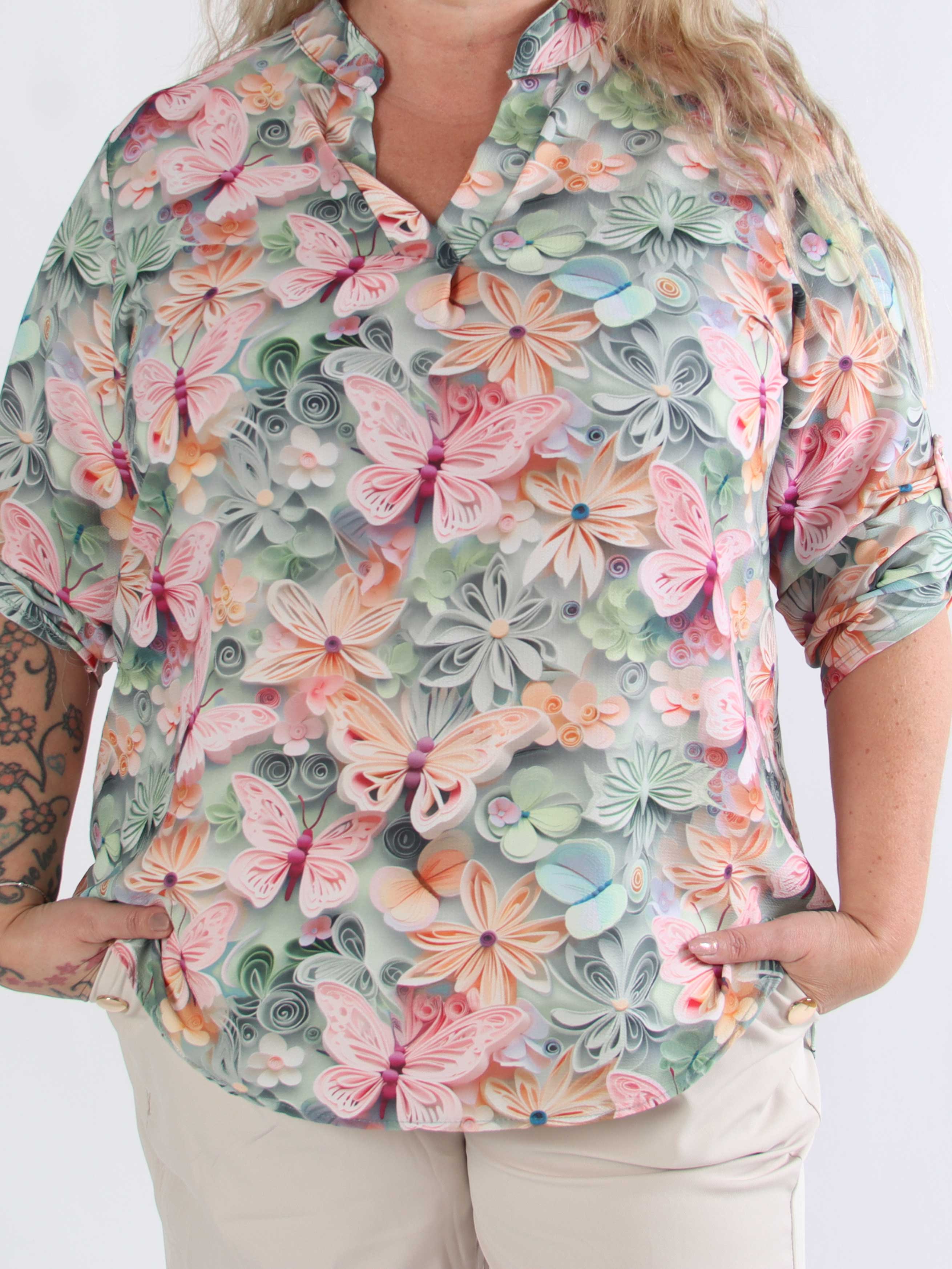 Vanesa Butterfly - Plus size tunika i viskos med fjärilsmönster