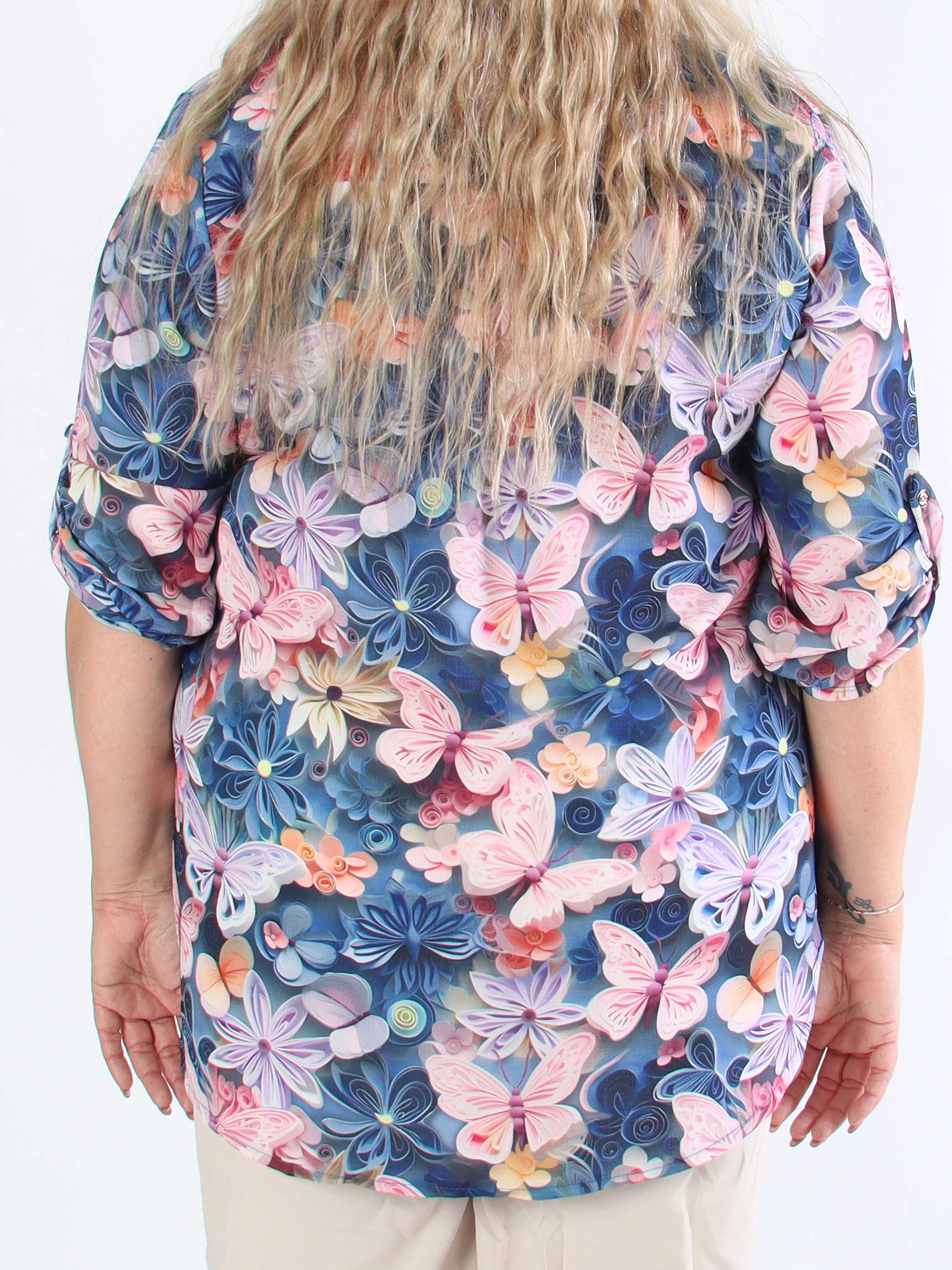 Vanesa Butterfly - Plus size tunika i viskos med fjärilsmönster