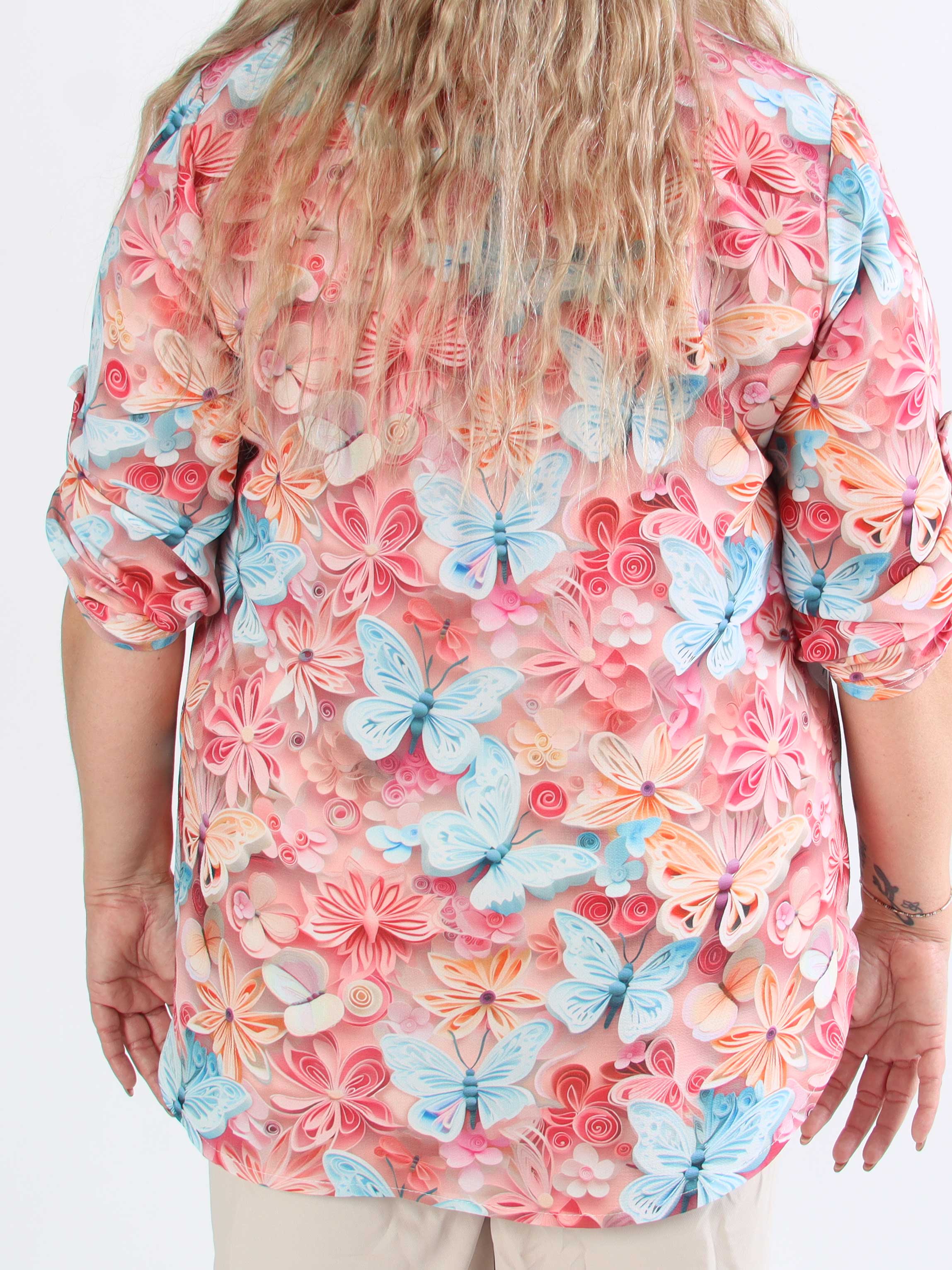 Vanesa Butterfly - Plus size tunika i viskos med fjärilsmönster