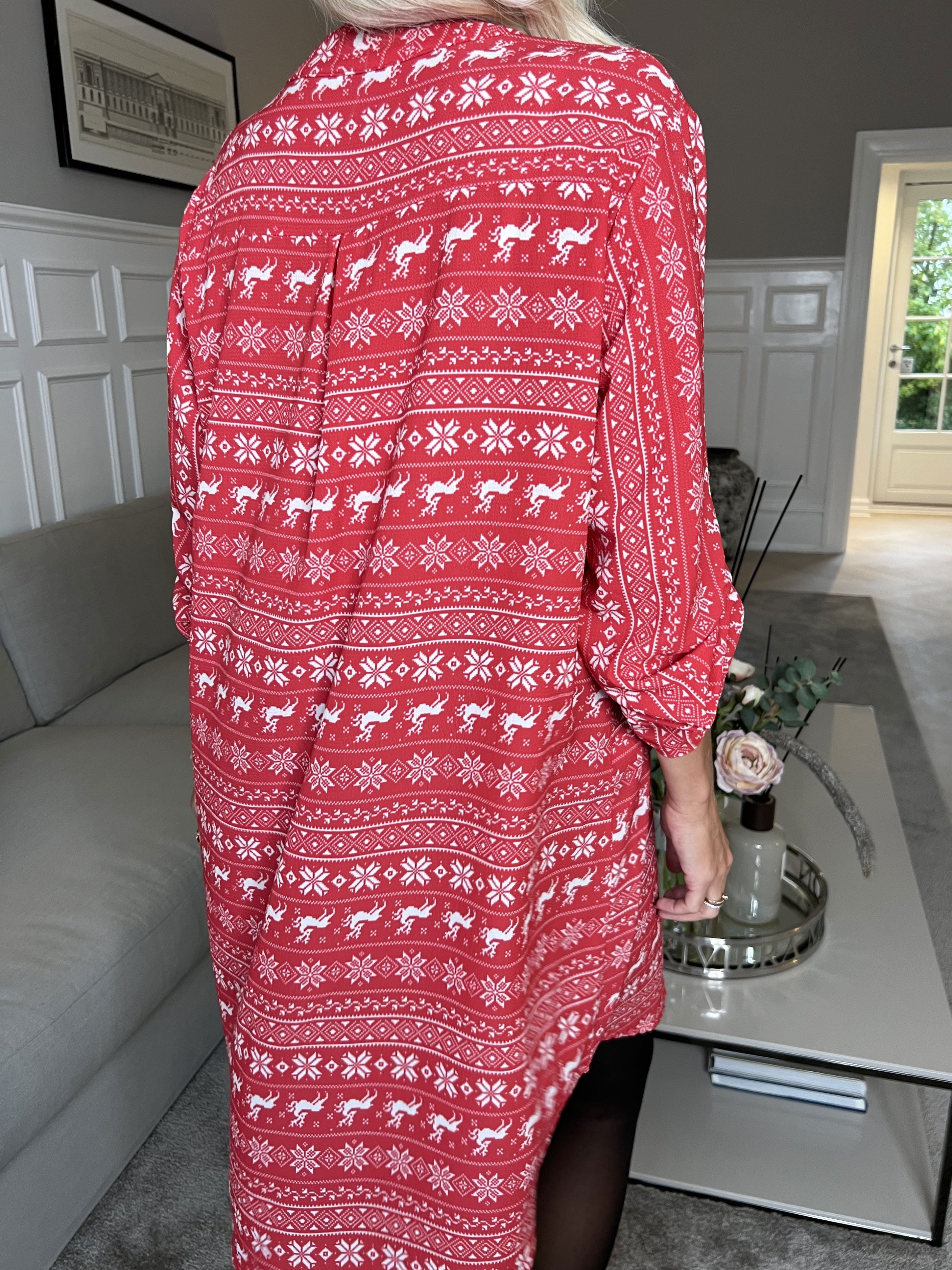 Vanesa Christmas Dress - Skjortklänning med julmönster