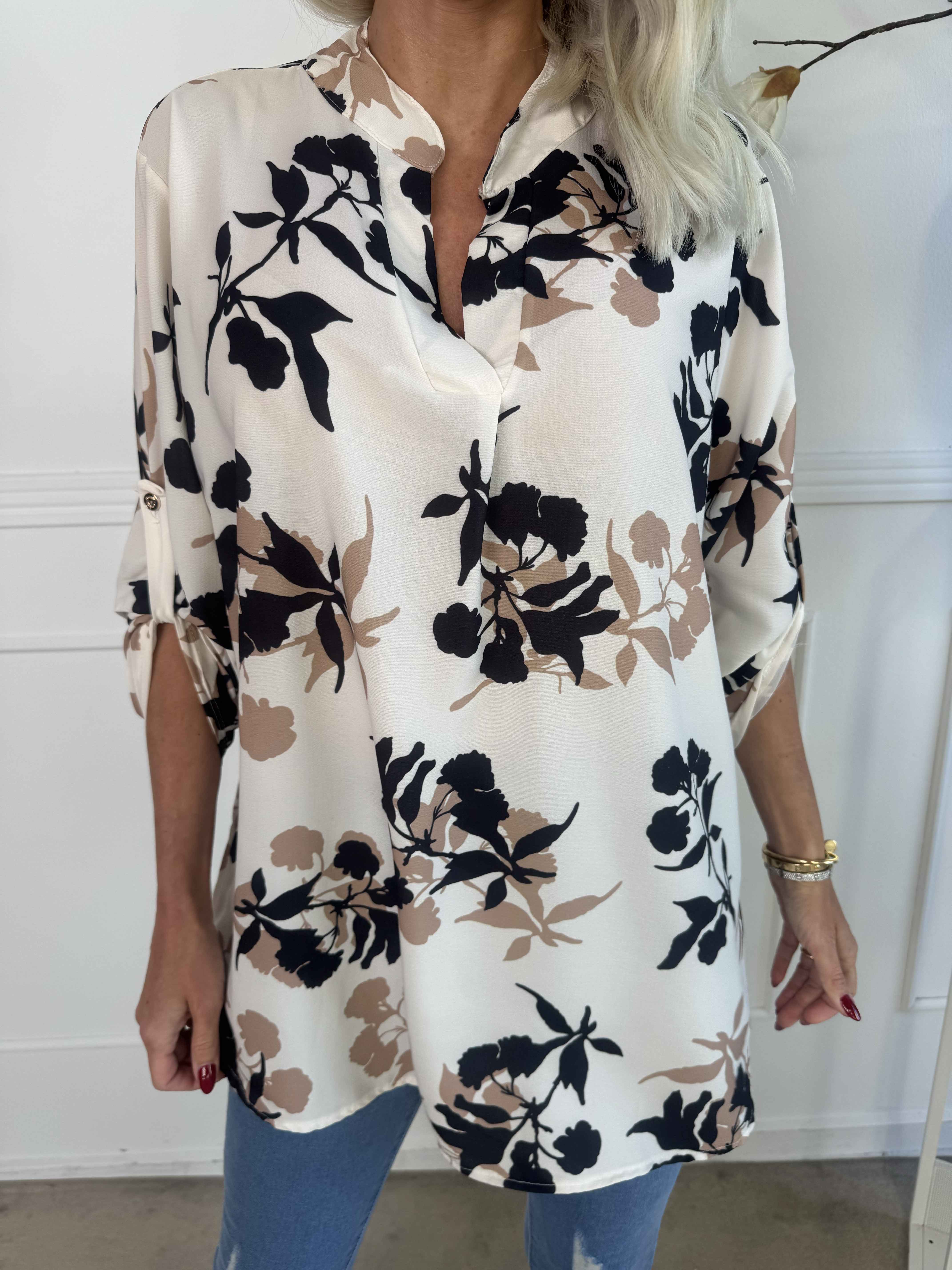 Vanesa Leaf - Tunika i lätt viskos med bladmotiv