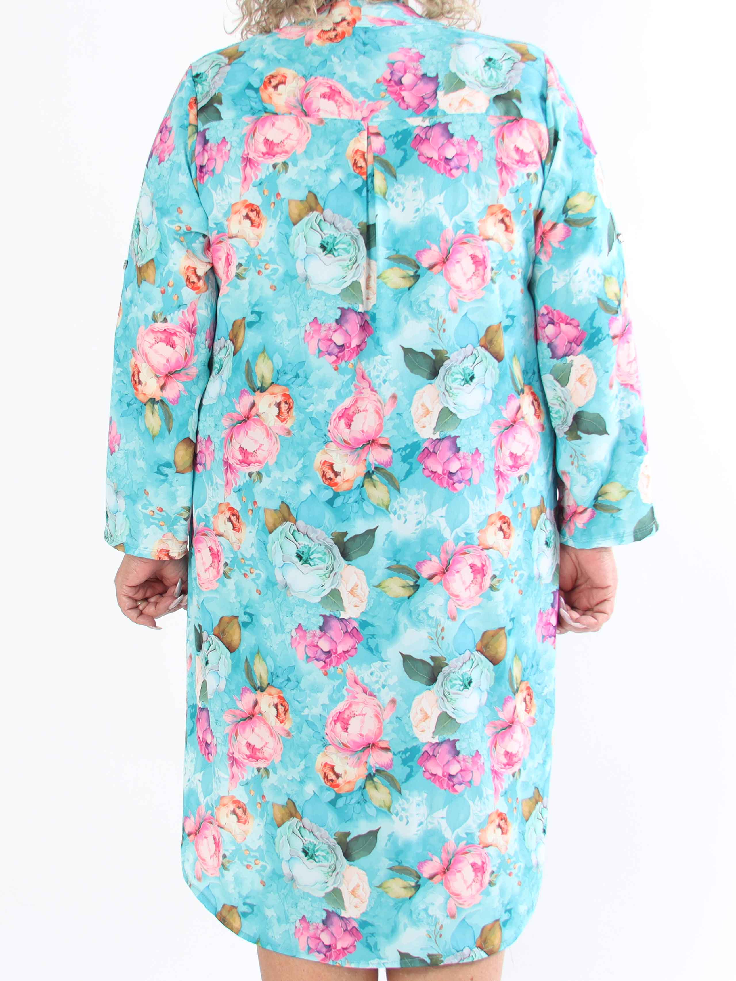 Vanesa Flower Dress - Plus size-klänning i viskos med blommiga motiv