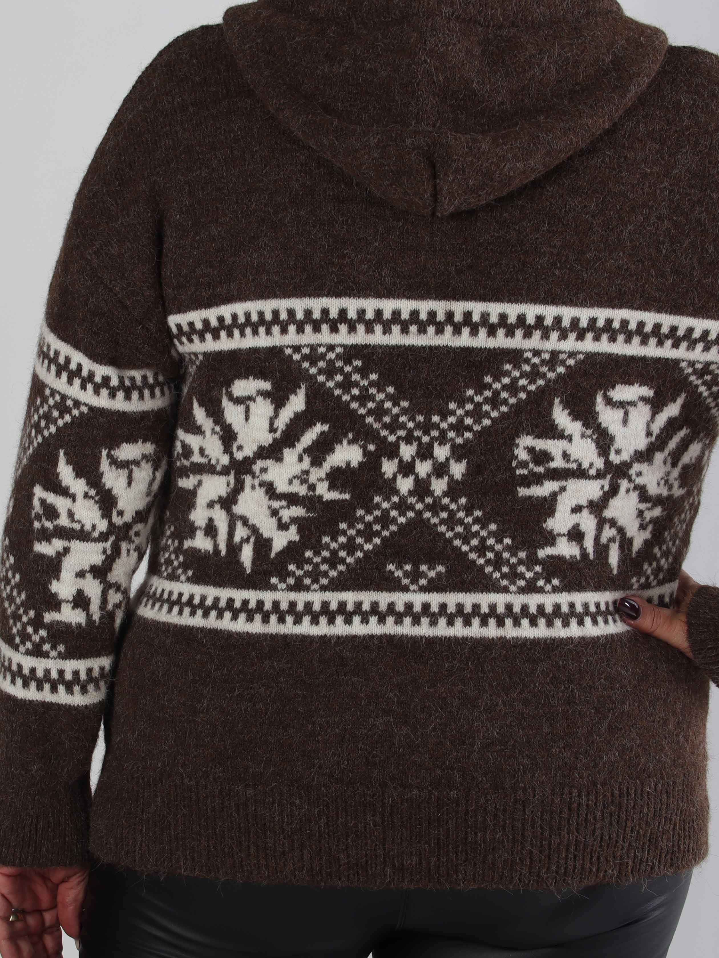 Veni - Mysig ullstickad plus size tröja med snörning i ringningen