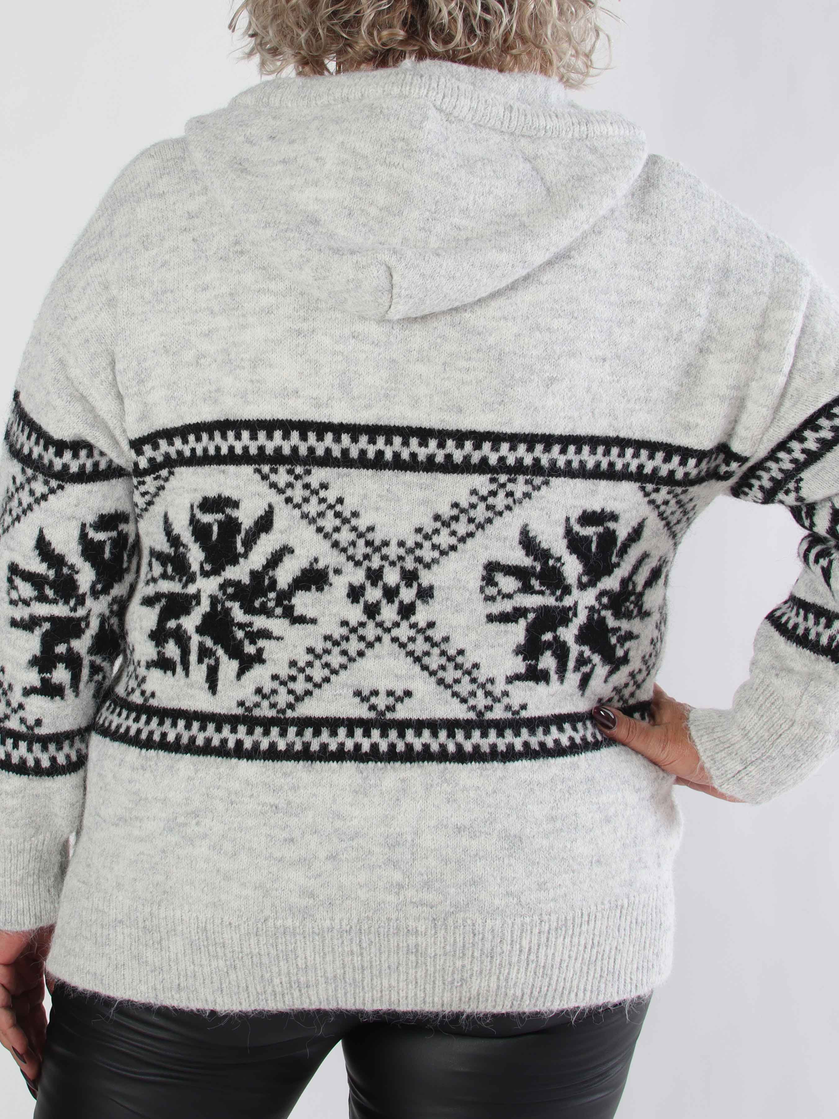 Veni - Mysig ullstickad plus size tröja med snörning i ringningen
