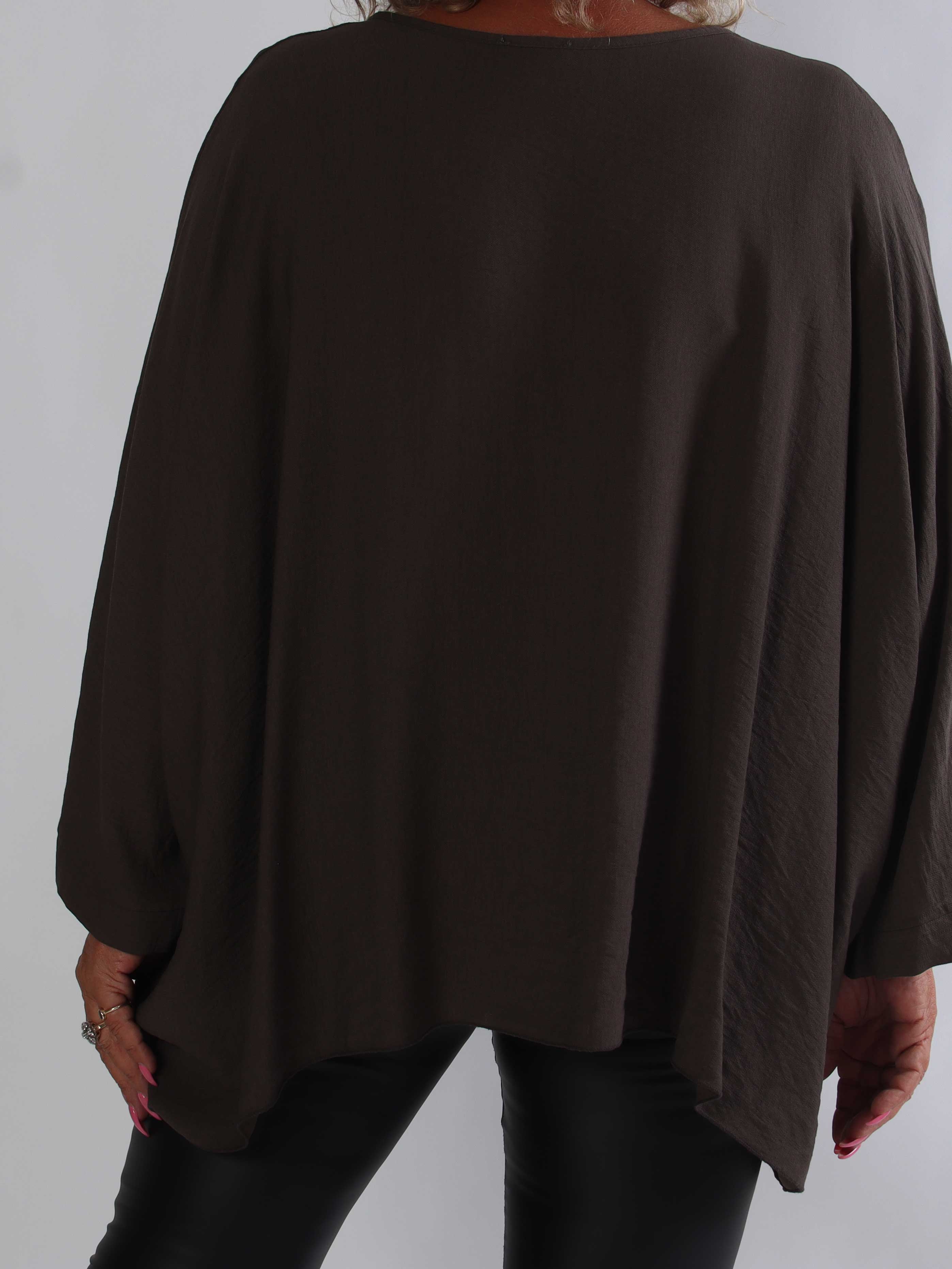 Vienna Shirt - Plus size tunikabluse i viskose med flagermusærmer og fine nittedetaljer