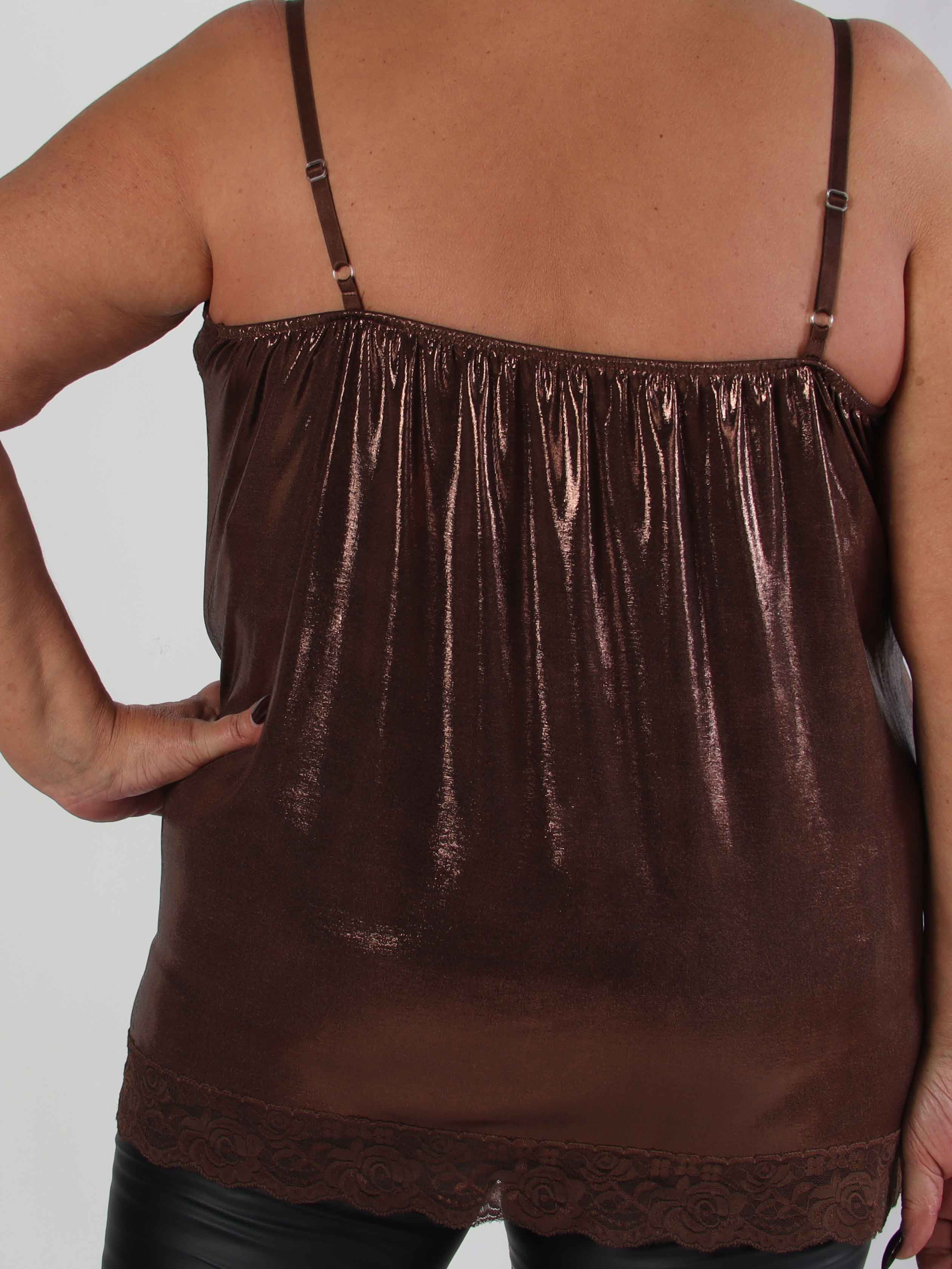Vivil - Shiny elastisk topp med spetskanter
