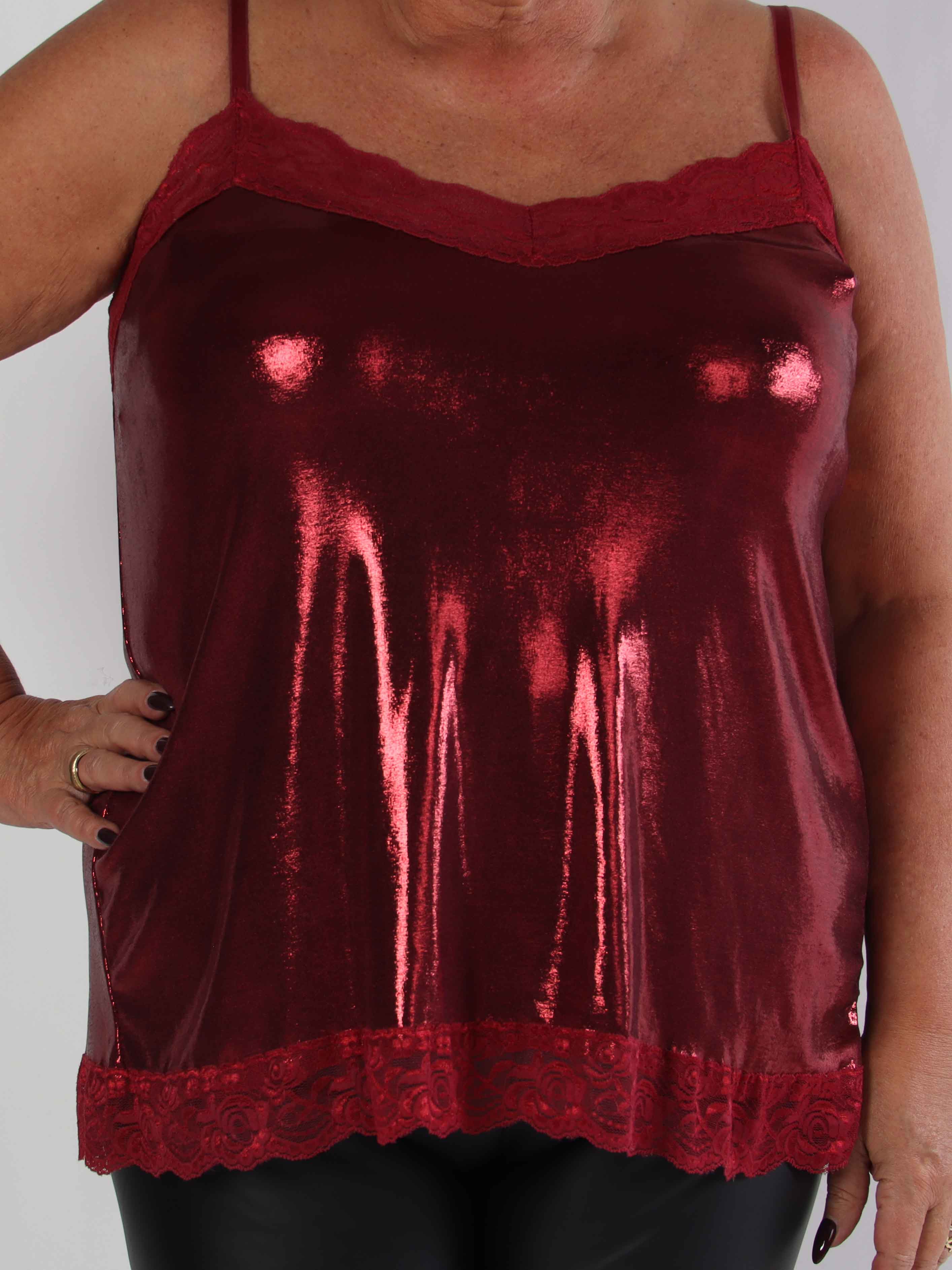 Vivil - Shiny elastisk topp med spetskanter