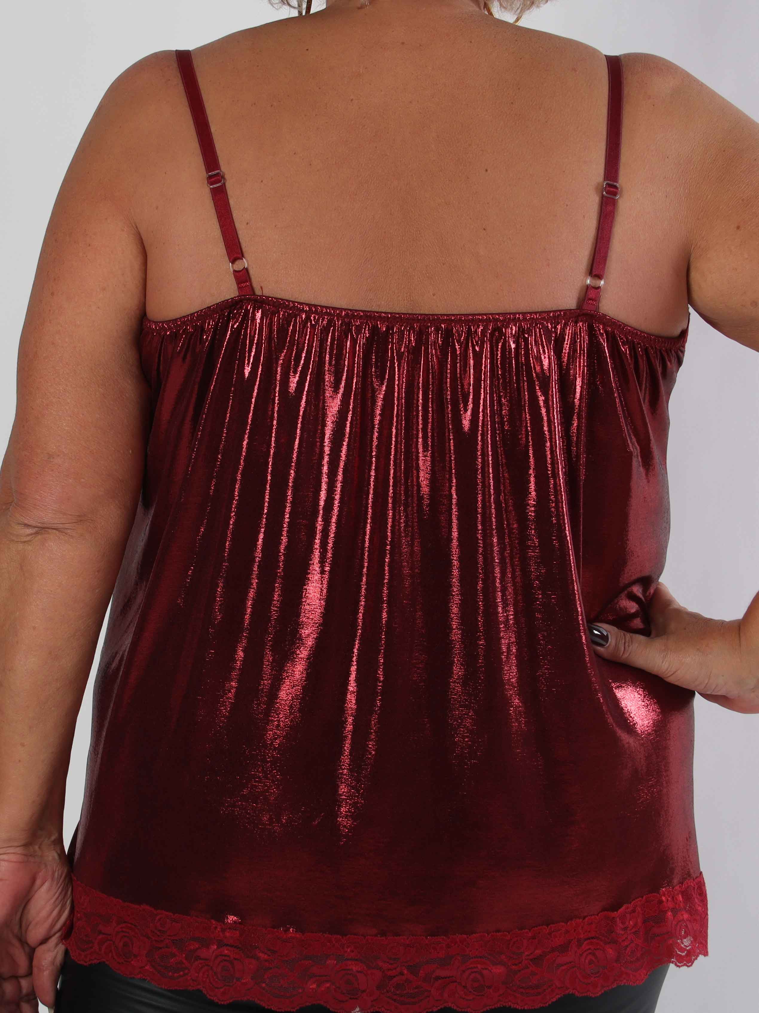 Vivil - Shiny elastisk topp med spetskanter