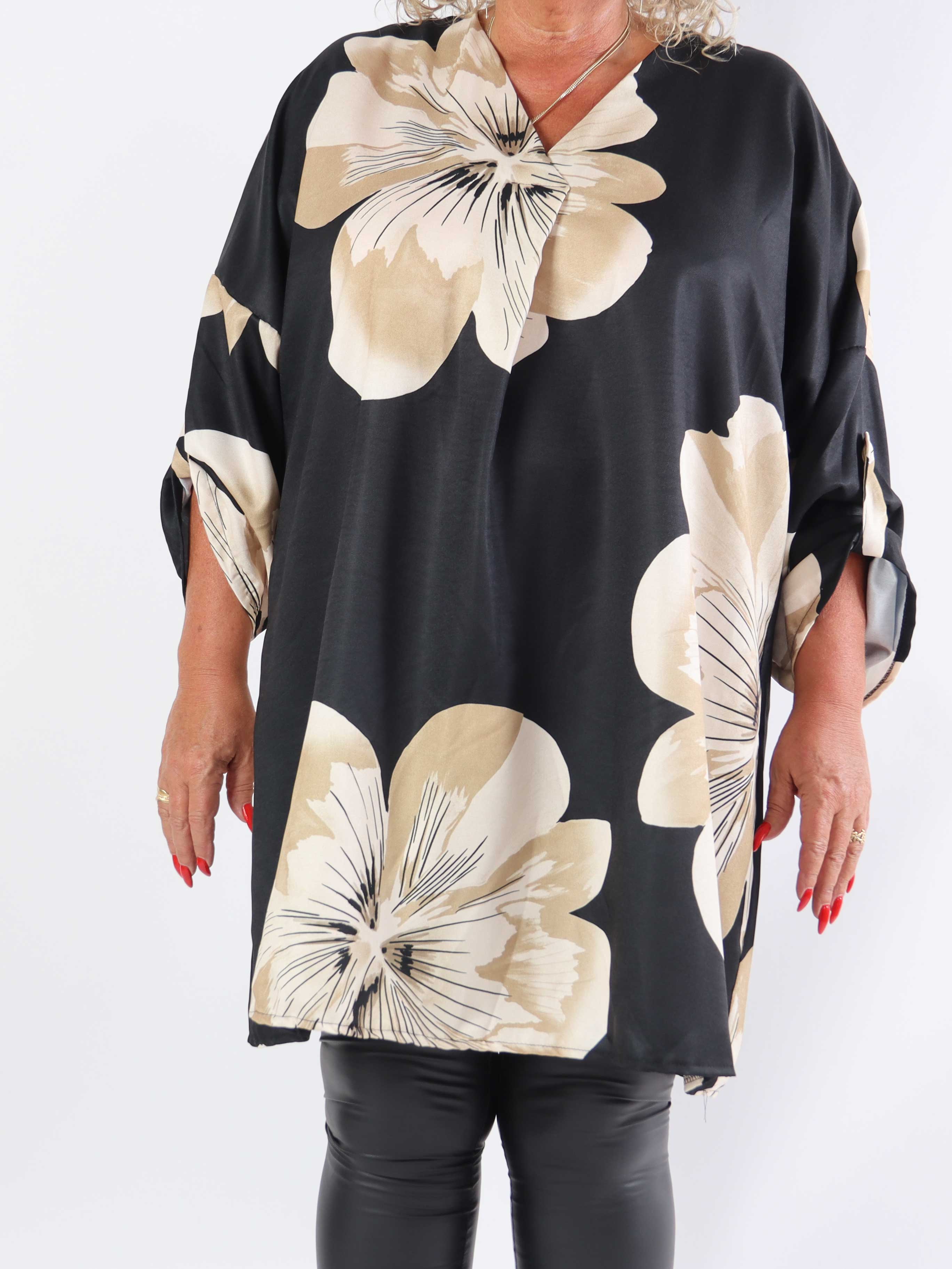 Aya L/S - Plus size-klänning i viskos med blommor
