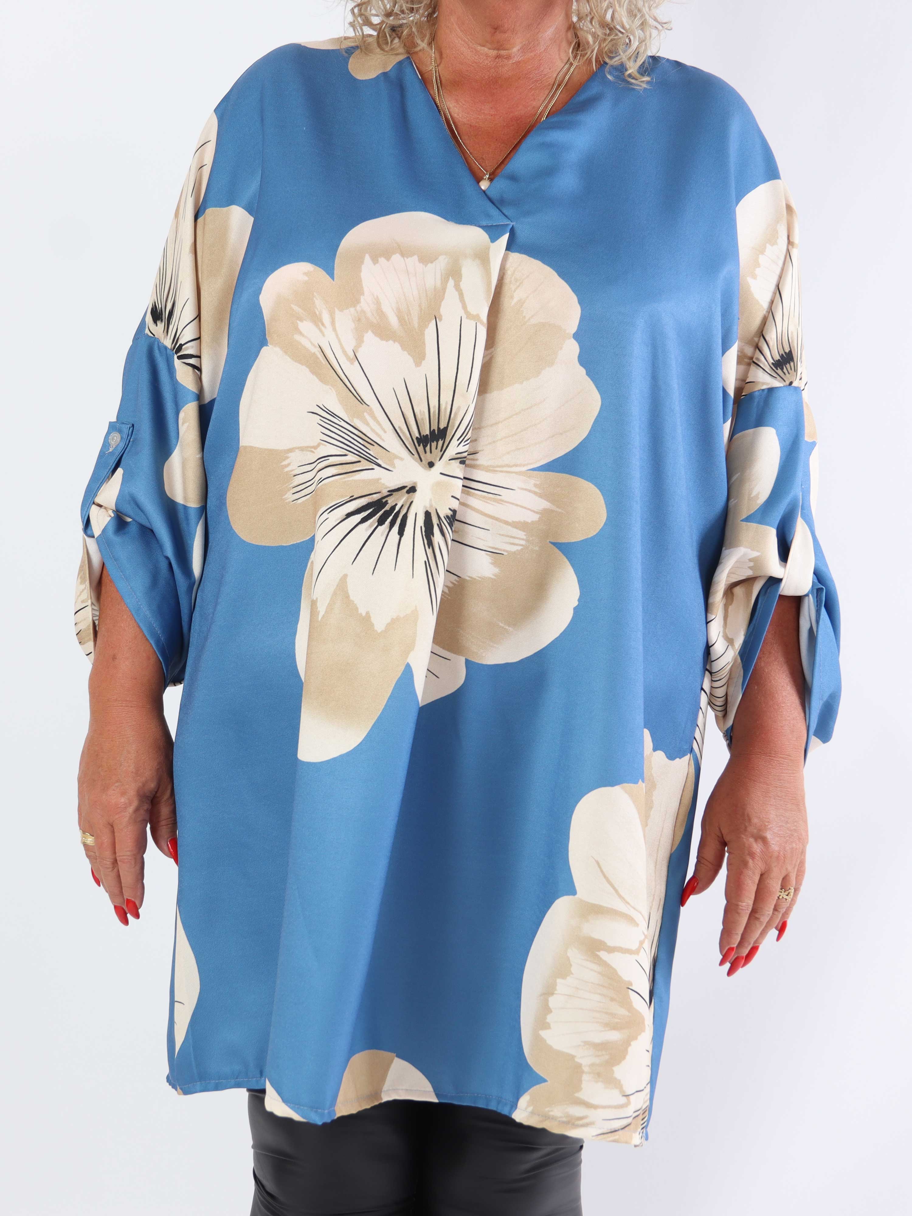 Aya L/S - Plus size-klänning i viskos med blommor