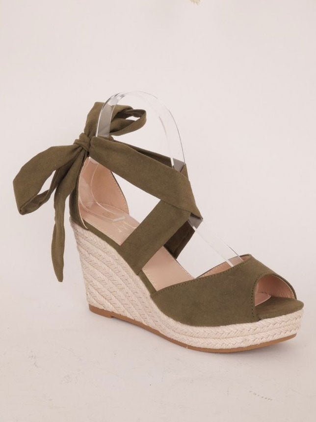 Malucca - Espadrillos med klack och knytband