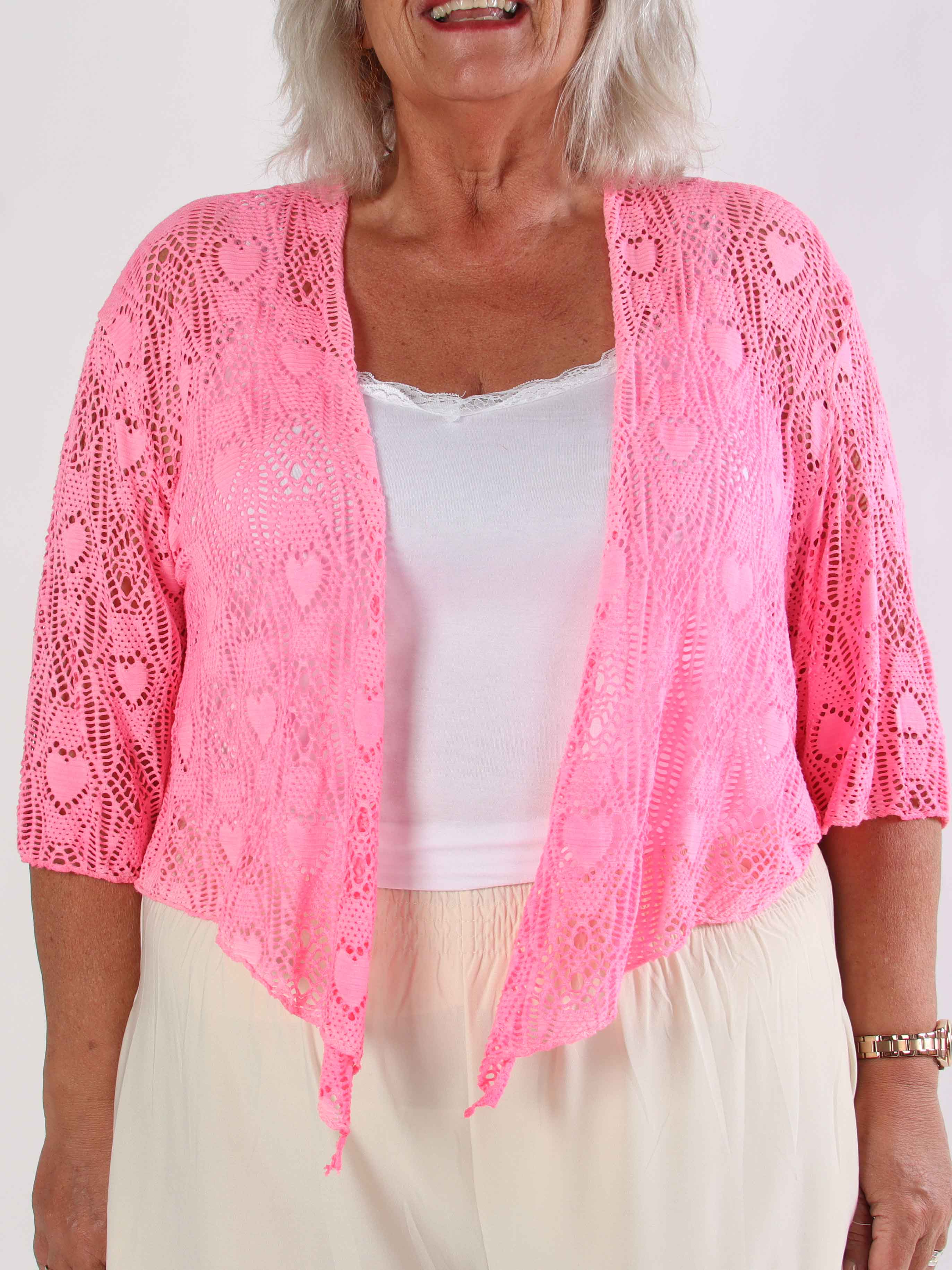 Cassiopea - Let plus size cardigan i viskose med hulmønster