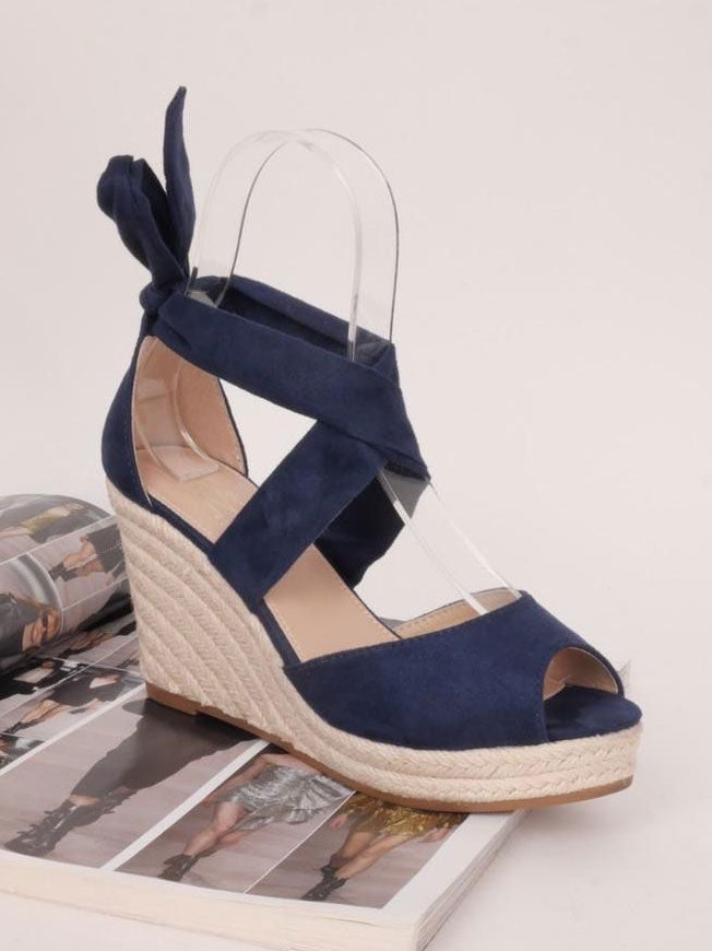 Malucca - Espadrillos med klack och knytband