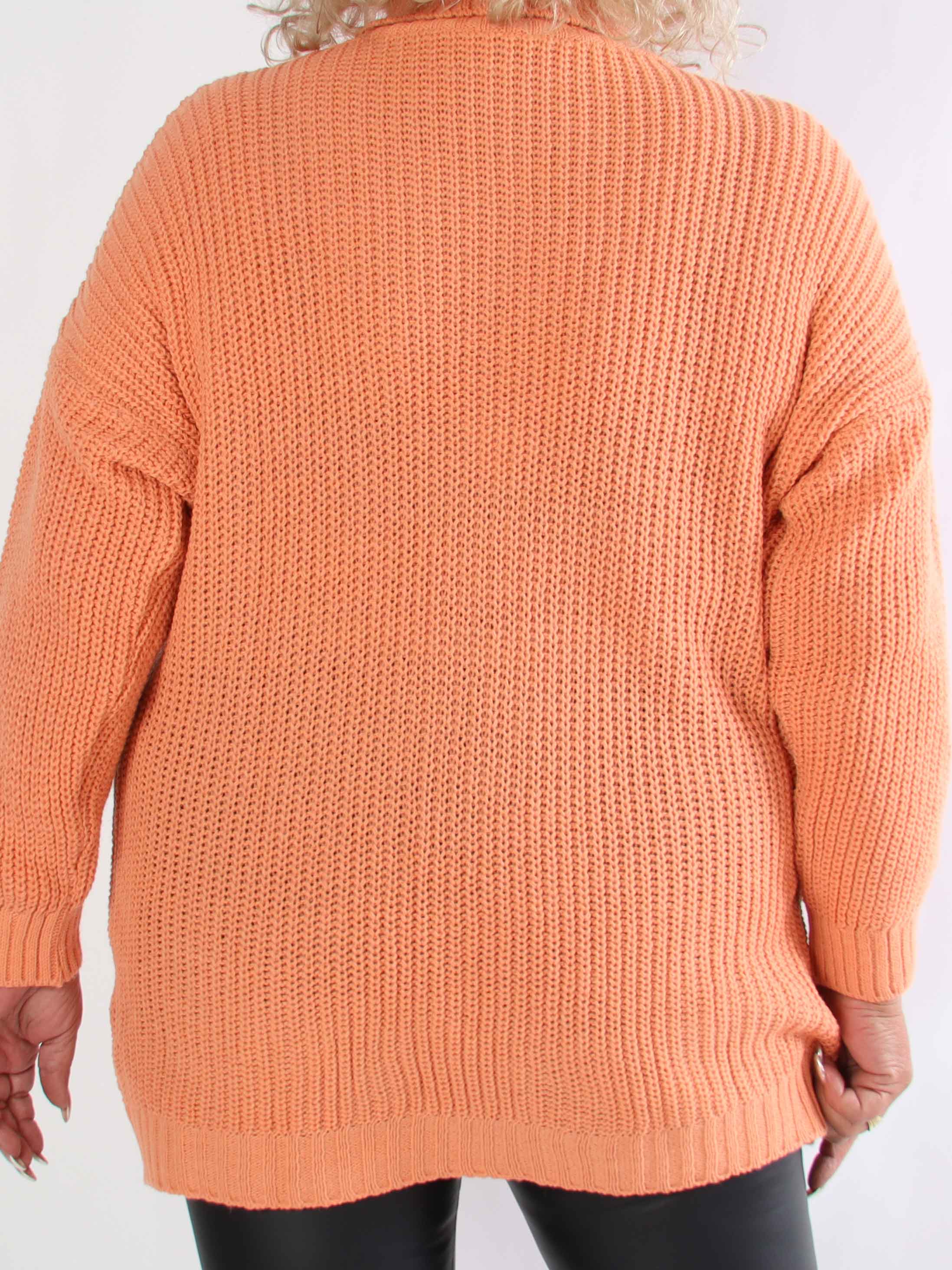 Cindy - Enfärgad mysig stickad plus size tröja med polokrage
