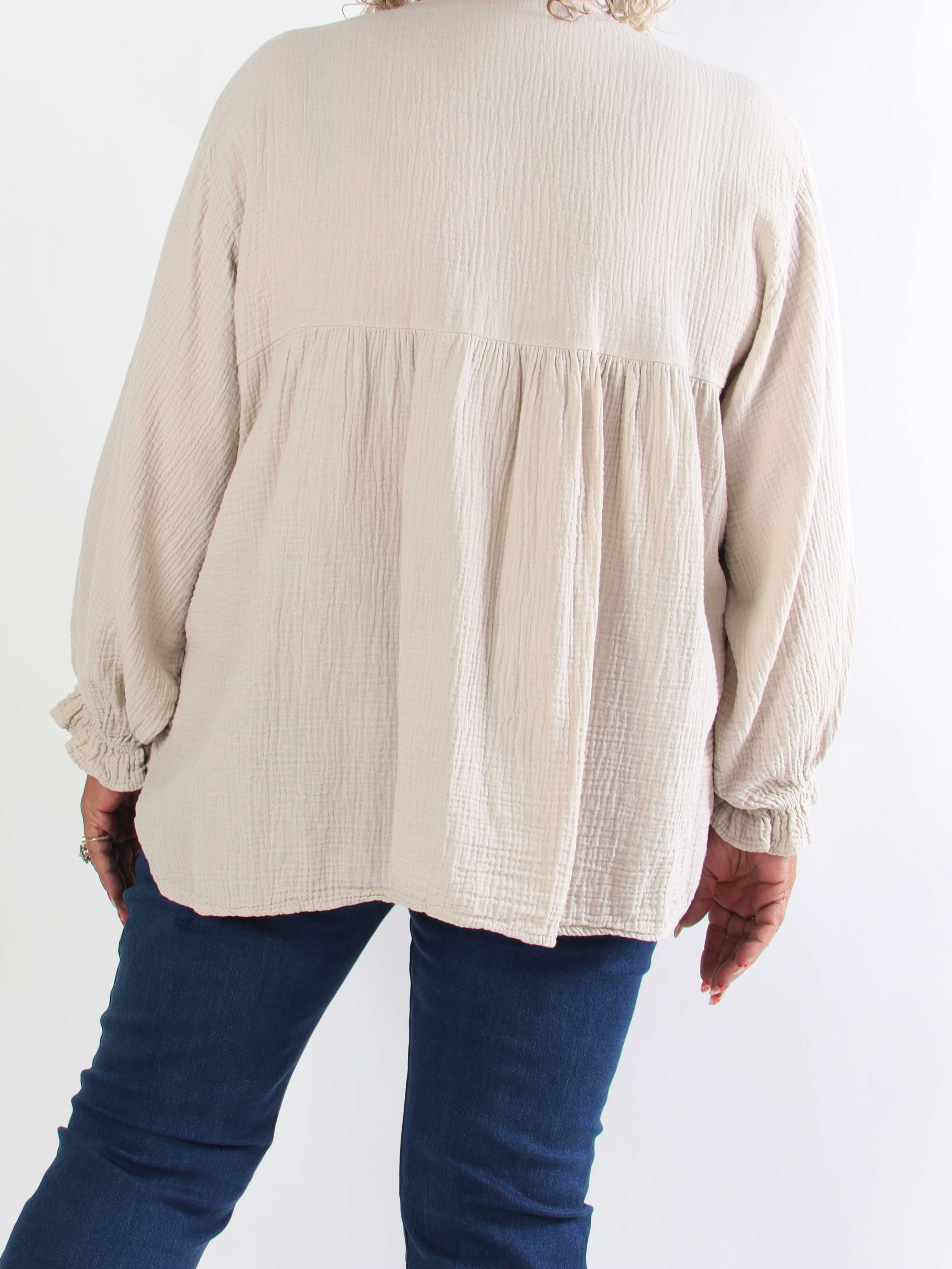 Diva Plain – Enfärgad plus size tunika i mjuk bomullsmuslin