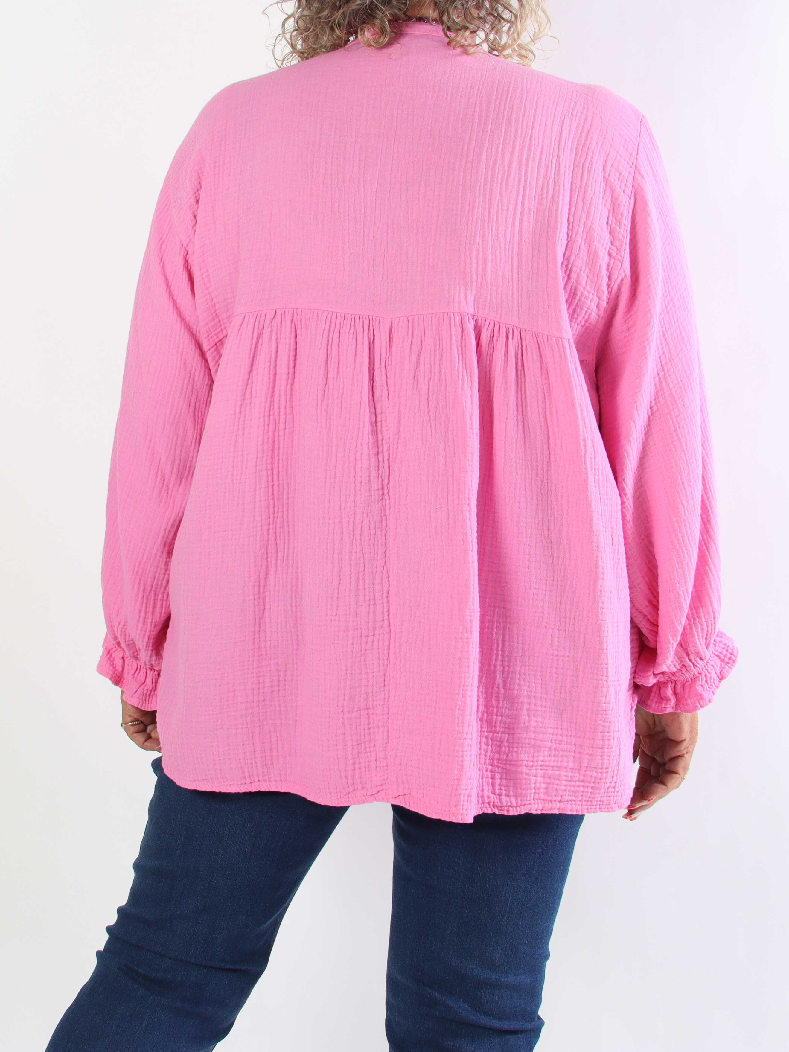 Diva Plain – Enfärgad plus size tunika i mjuk bomullsmuslin
