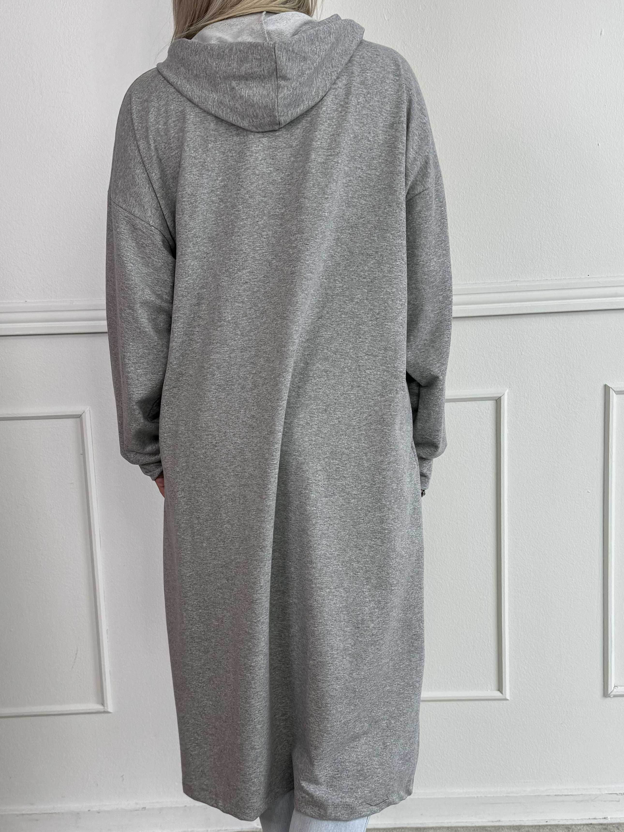 Erika - Lang blød hoodiekjole i bomuld med “Copenhagen”-print på brystet
