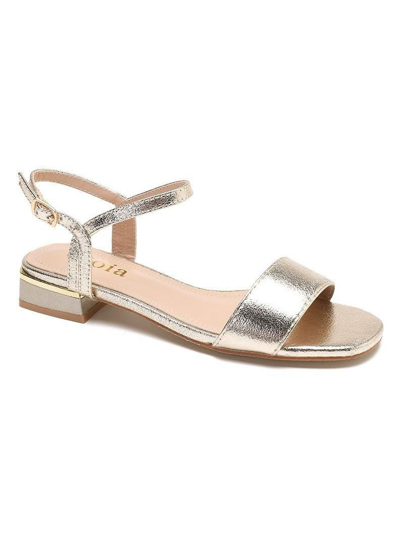 Leda - Fina sandaler med liten klack och gulddetalj
