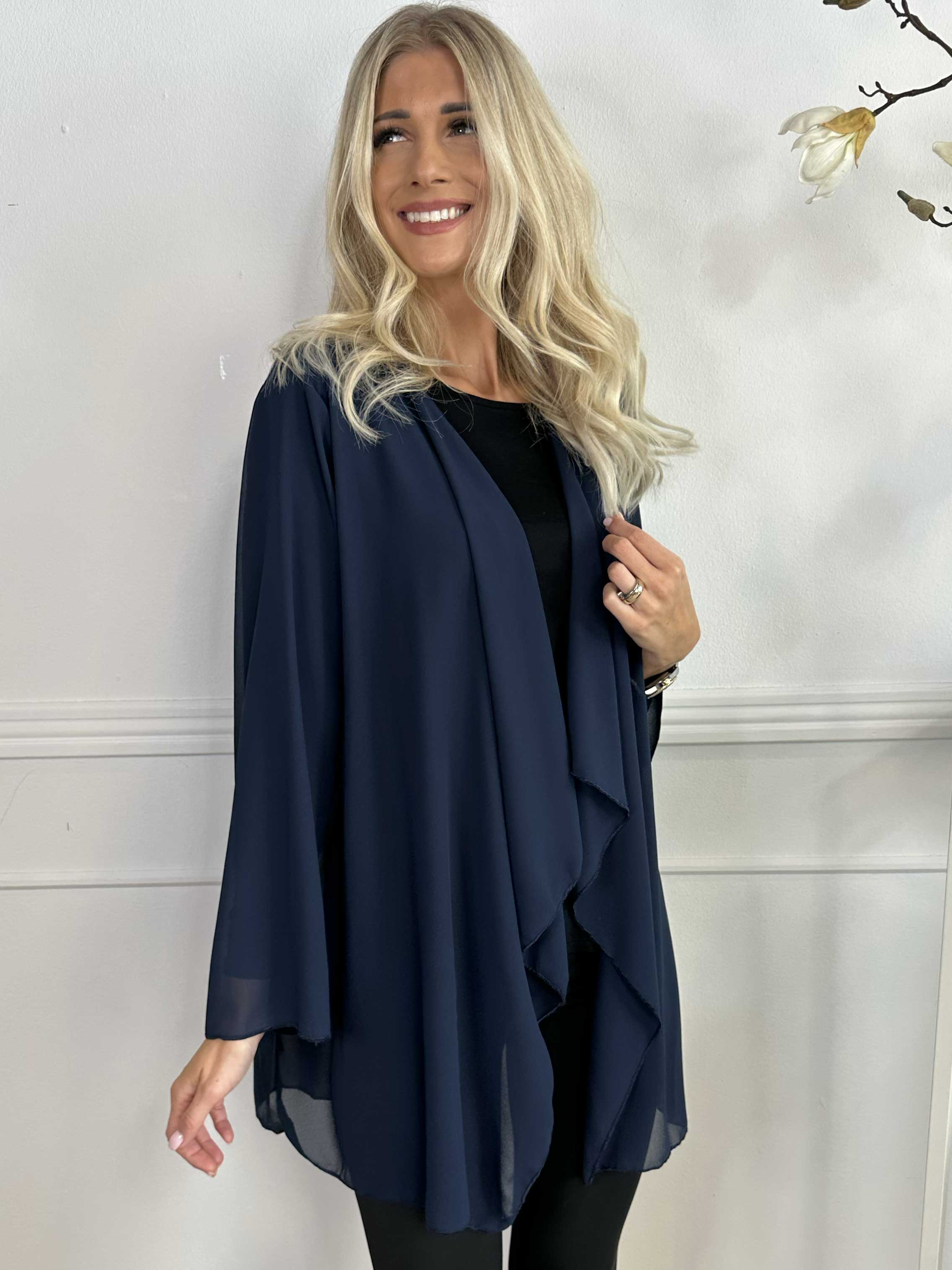 Layla - Kort lätt cardigan i chiffong