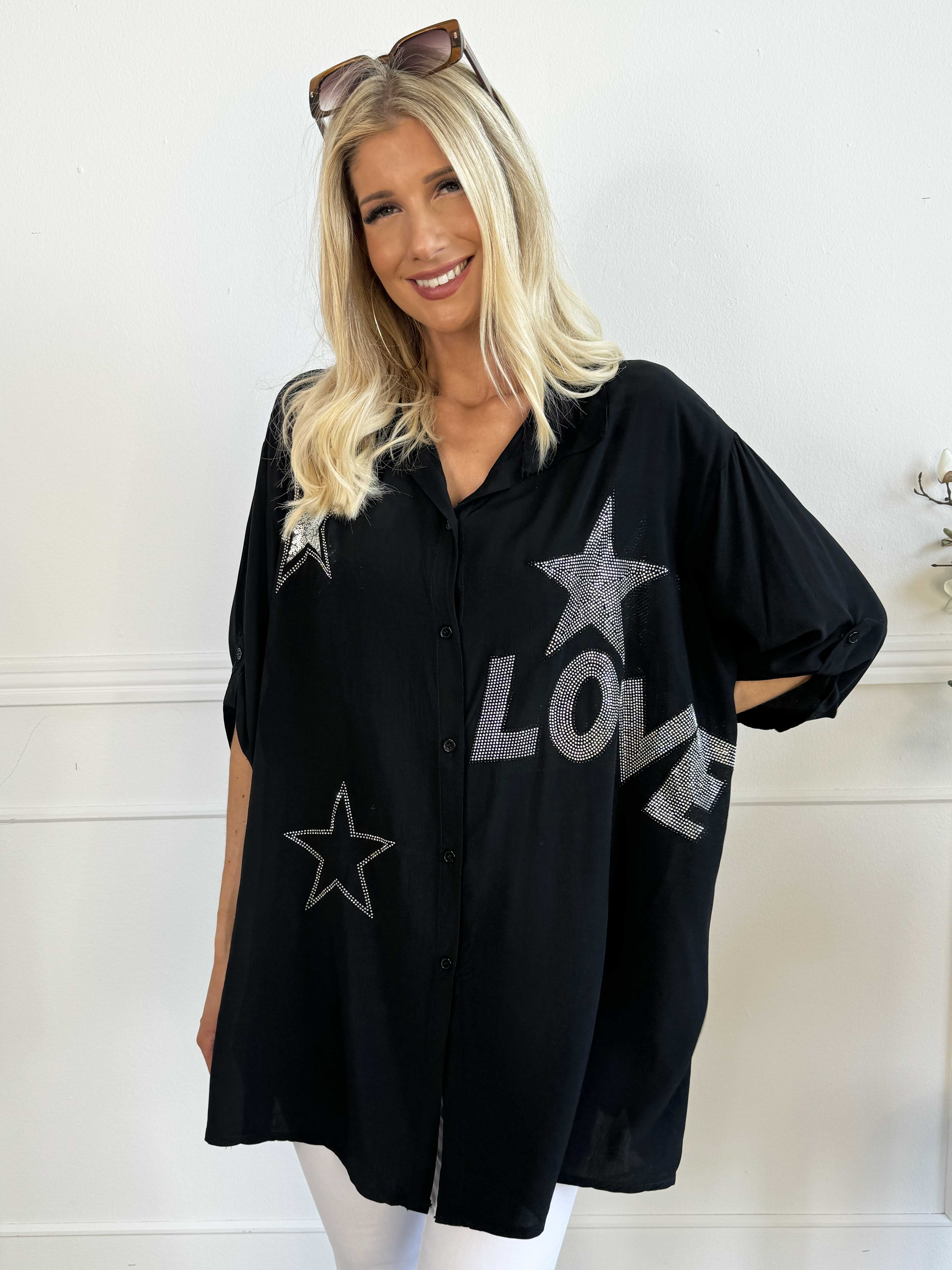 Love - Viskosskjorta med ränder och stjärnor